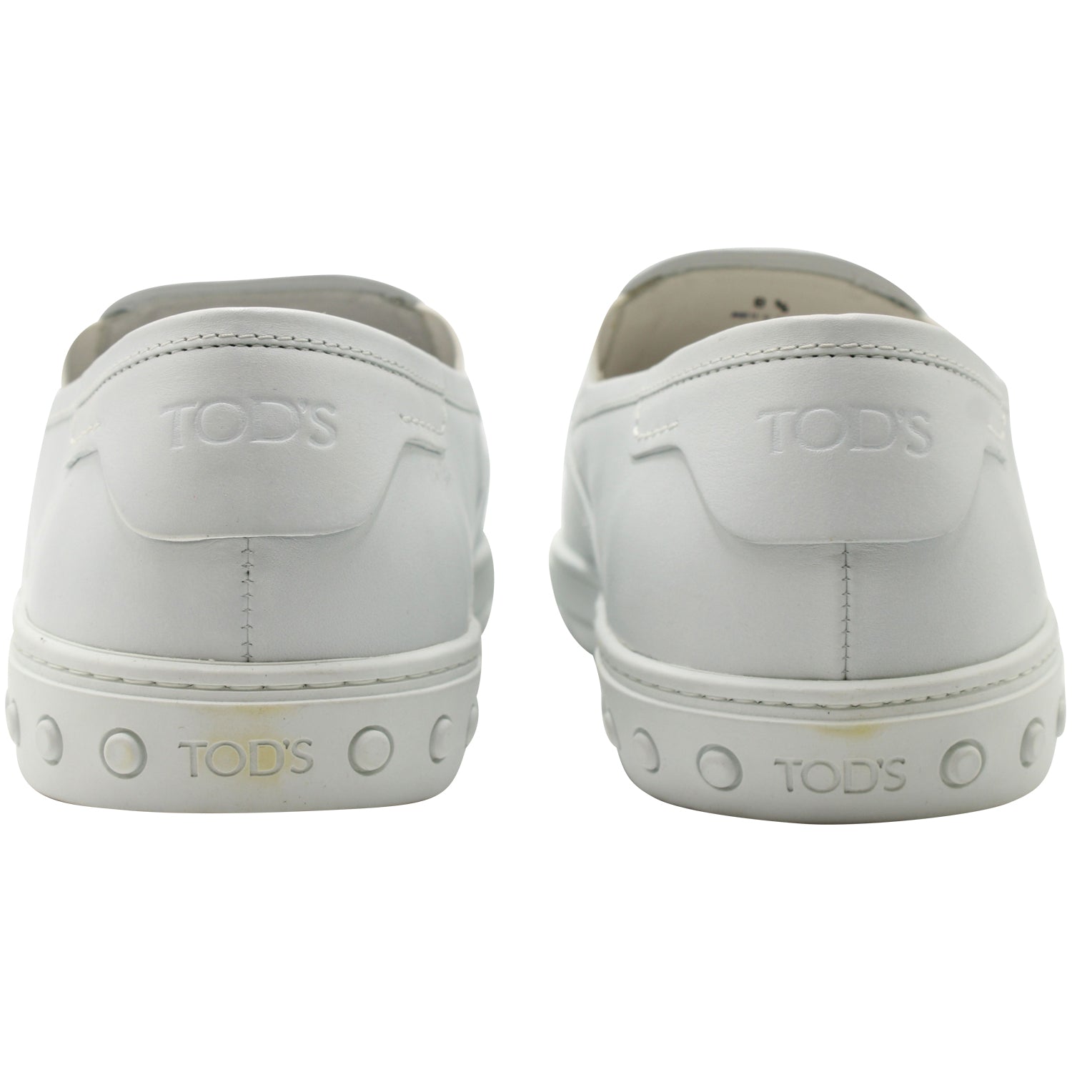 Men's Tods Pantofola Slip-on Loafers in White Leather