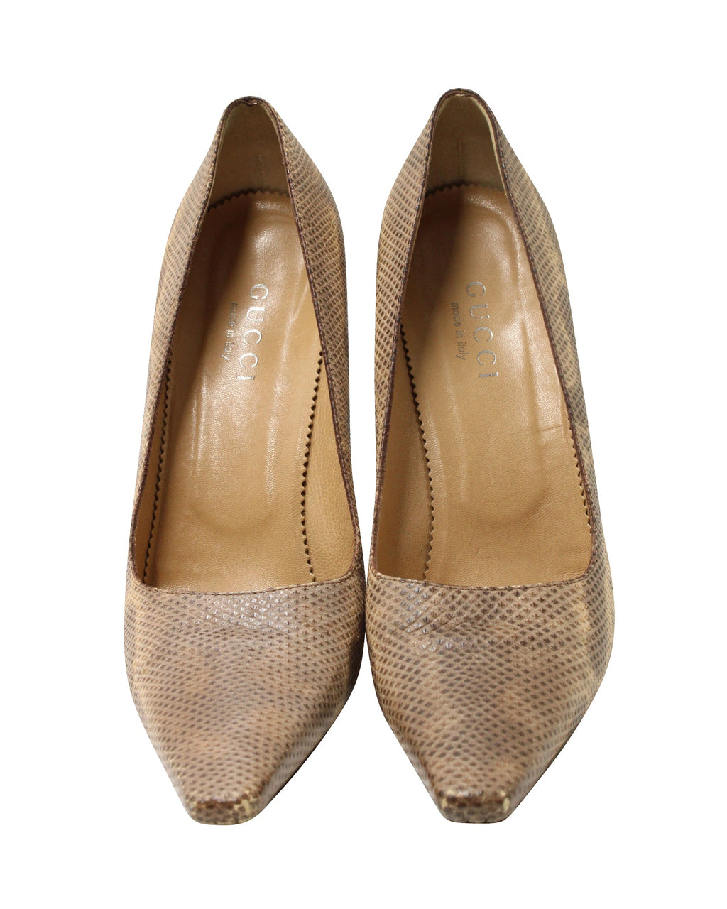 Gucci Snakeskin Print Pointed Pumps in Multicolor Leather