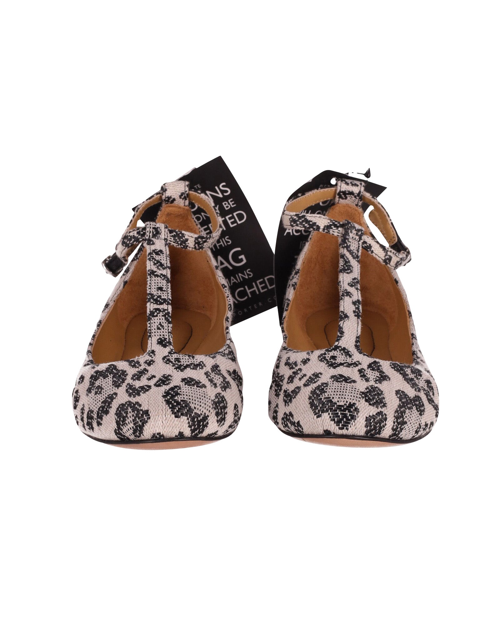Chloe Leopard Print T-Strap Flats in Multicolor Canvas