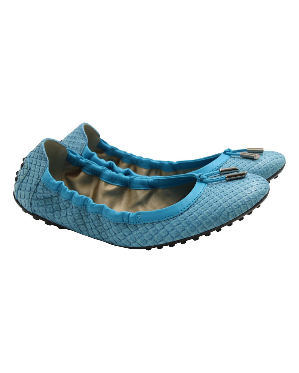 Women's Tod's Ballerina Dee Laccetto Flats in Light Blue Leather