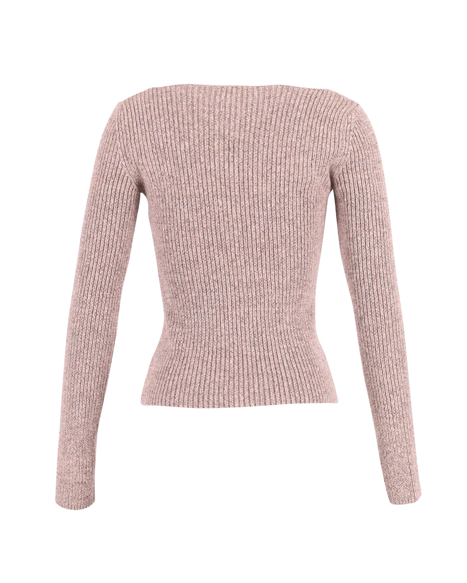 Balenciaga Sweetheart Neck Knitted Top in Beige Wool