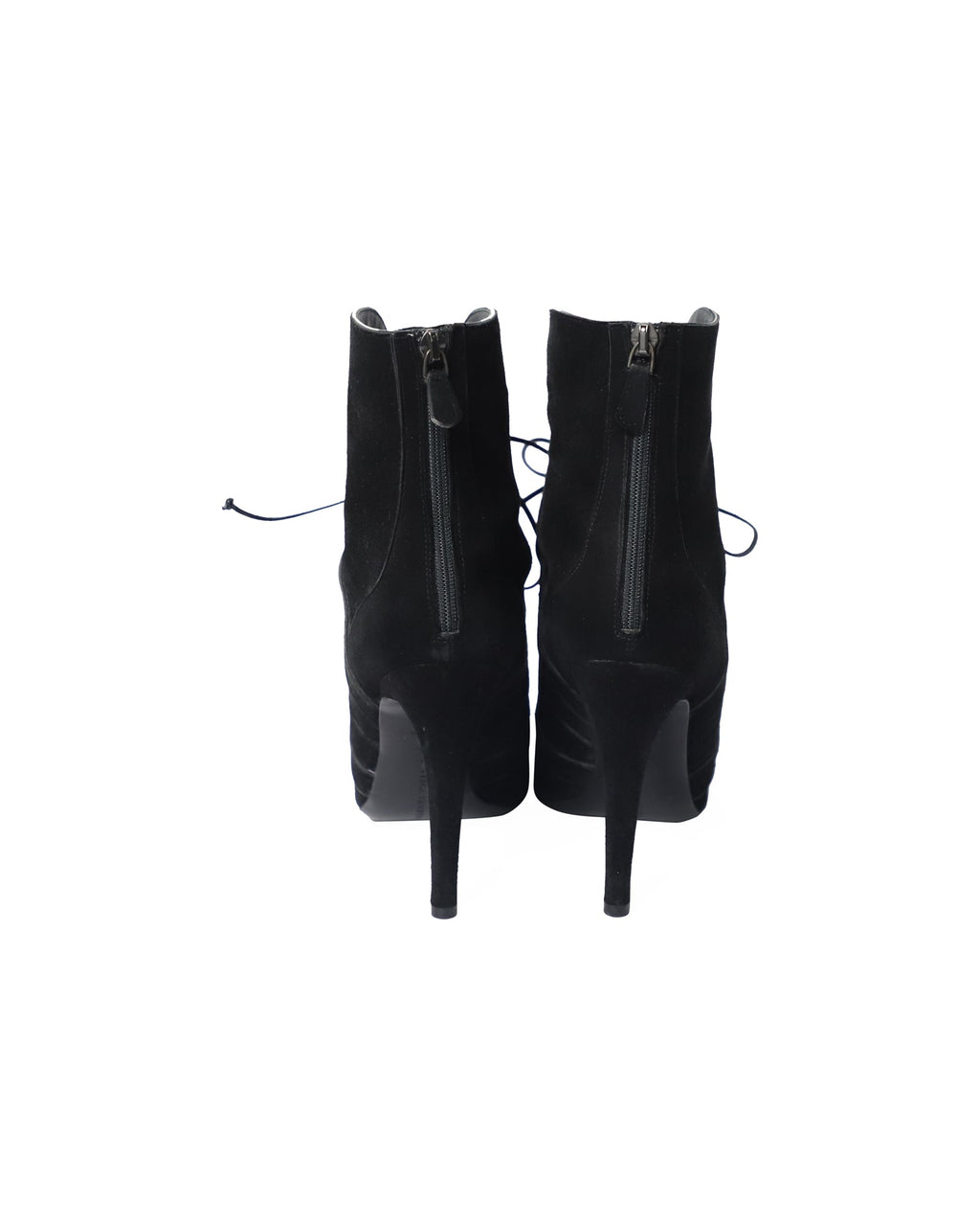 Women's Bottega Veneta Cutout Lace-Up Detail Ankle Boots in Black Suede