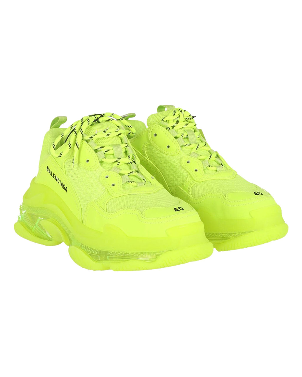 Men's Balenciaga Triple S Sneaker in Fluo Yellow Nylon Mesh