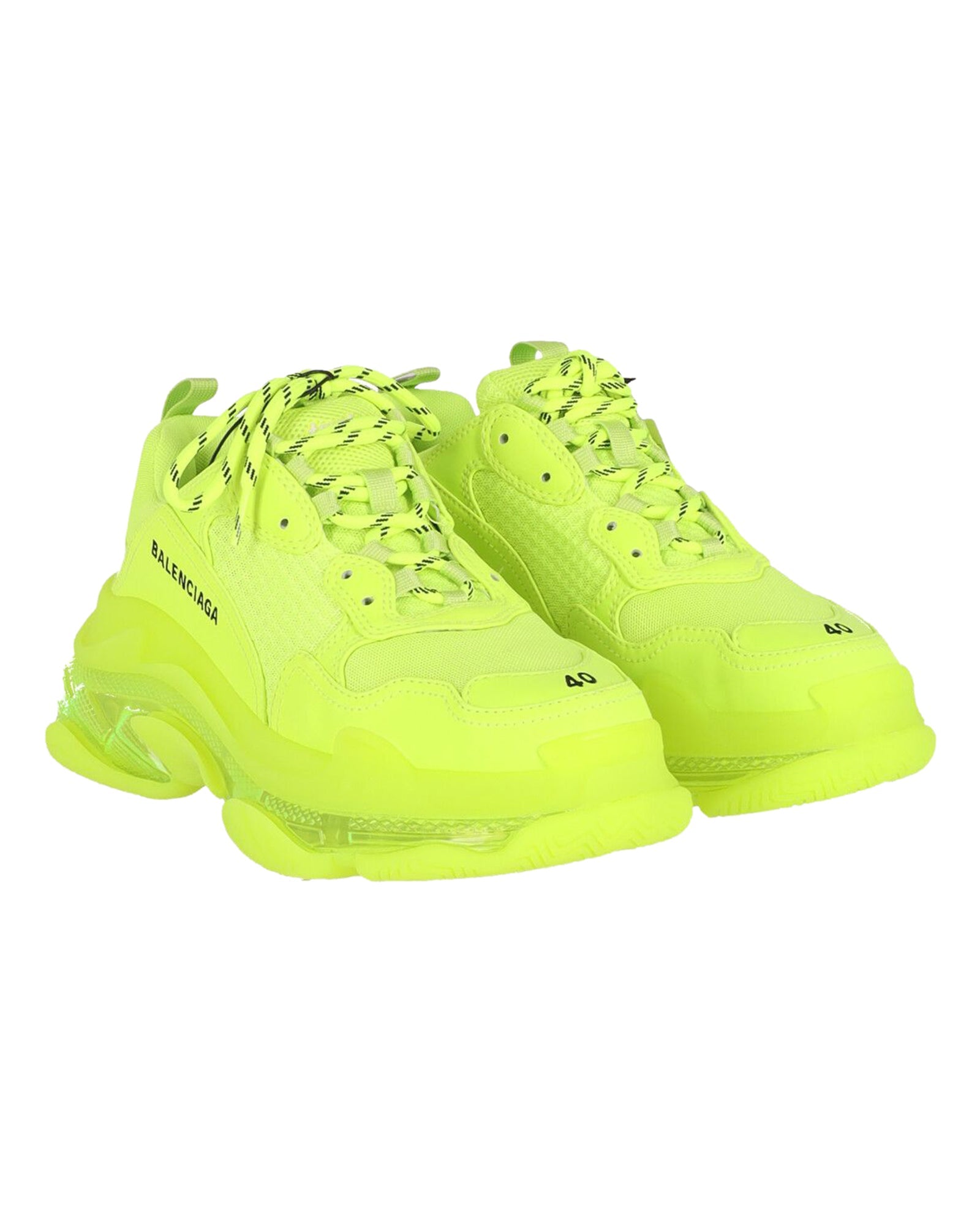 Men's Balenciaga Triple S Sneaker in Fluo Yellow Nylon Mesh