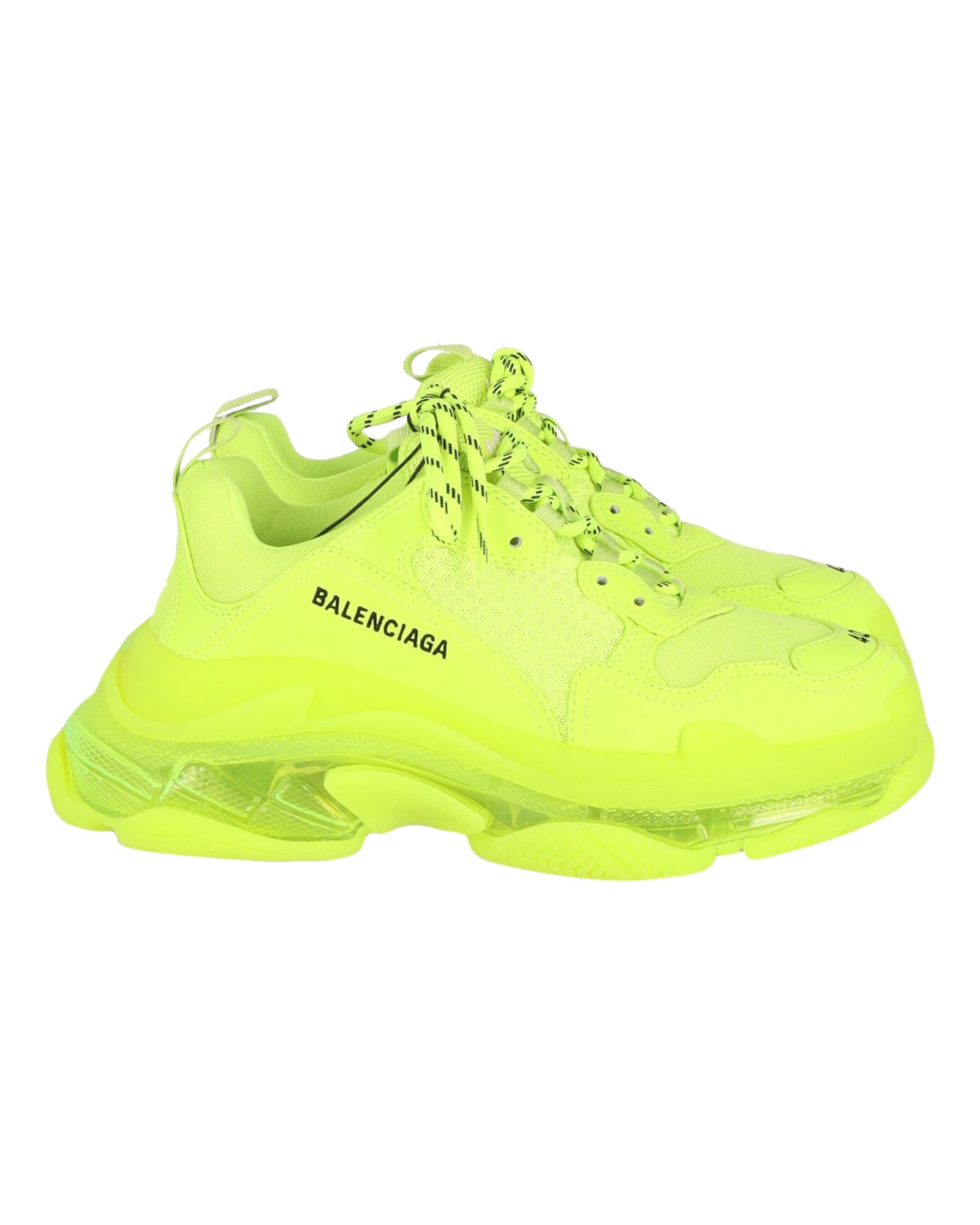 Men's Balenciaga Triple S Sneaker in Fluo Yellow Nylon Mesh