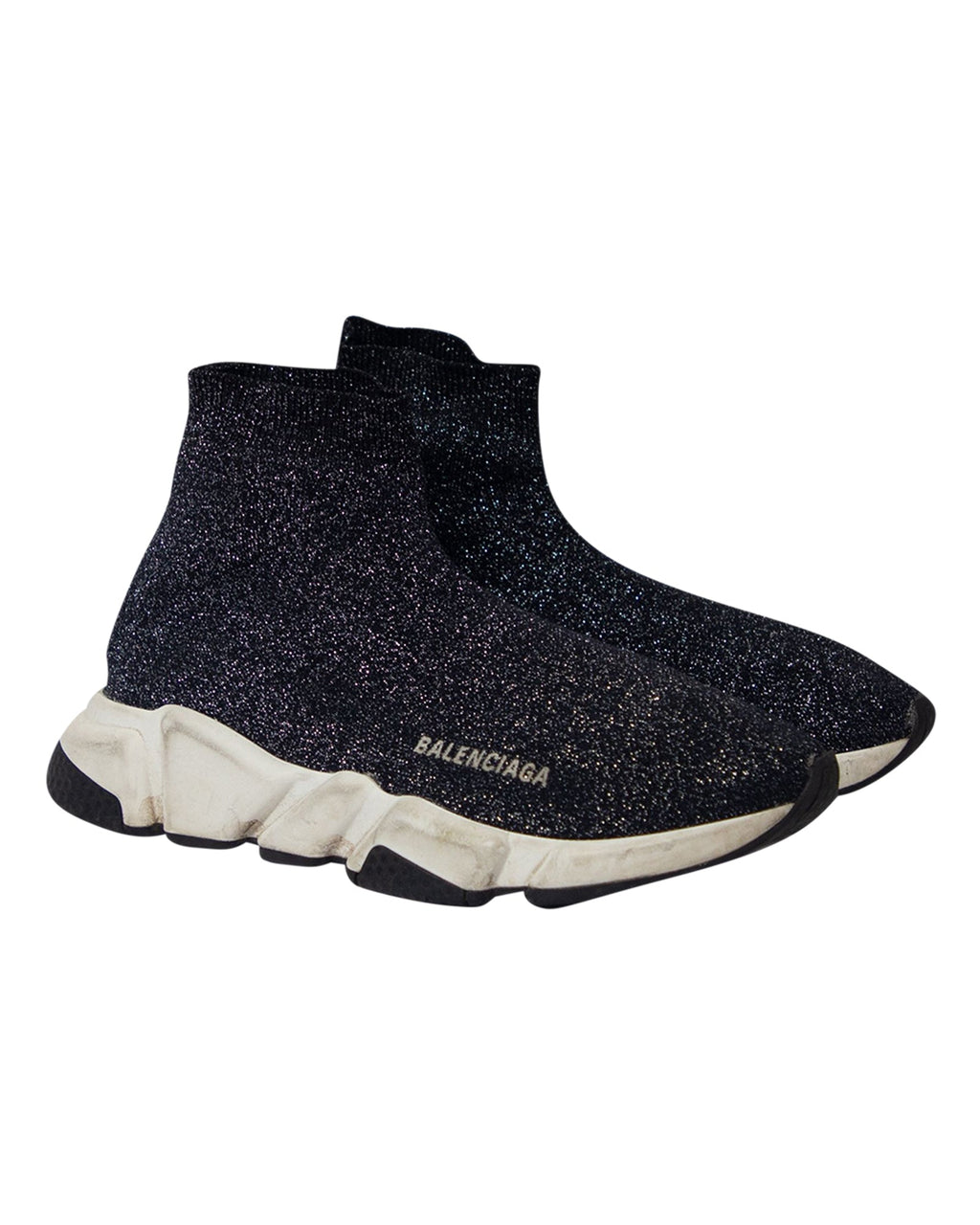 Women's Balenciaga Glitter Speed Trainers in Black Viscose