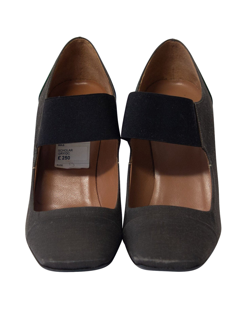 Women's Prada Scholar Pumps in Dark Grey Satin