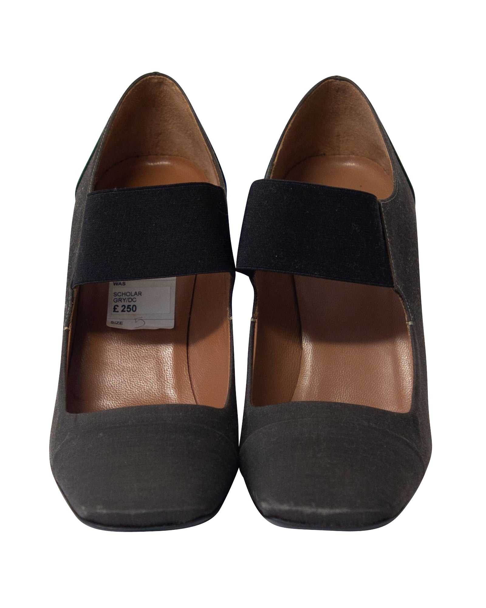 Women's Prada Scholar Pumps in Dark Grey Satin