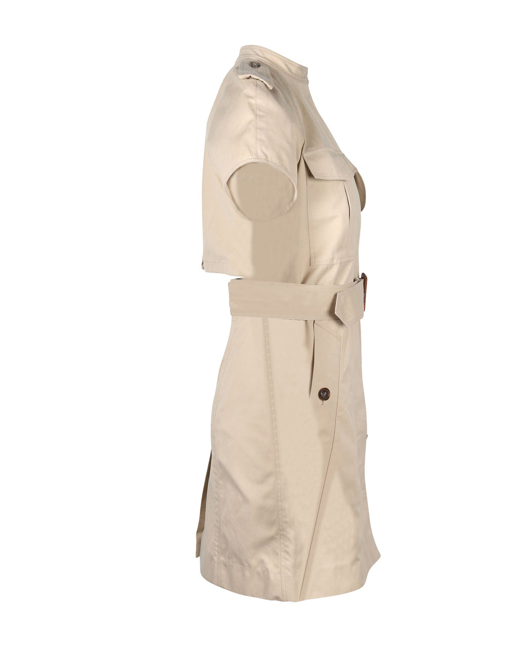 Celine Short Sleeved Trench Coat Dress in Beige Cotton