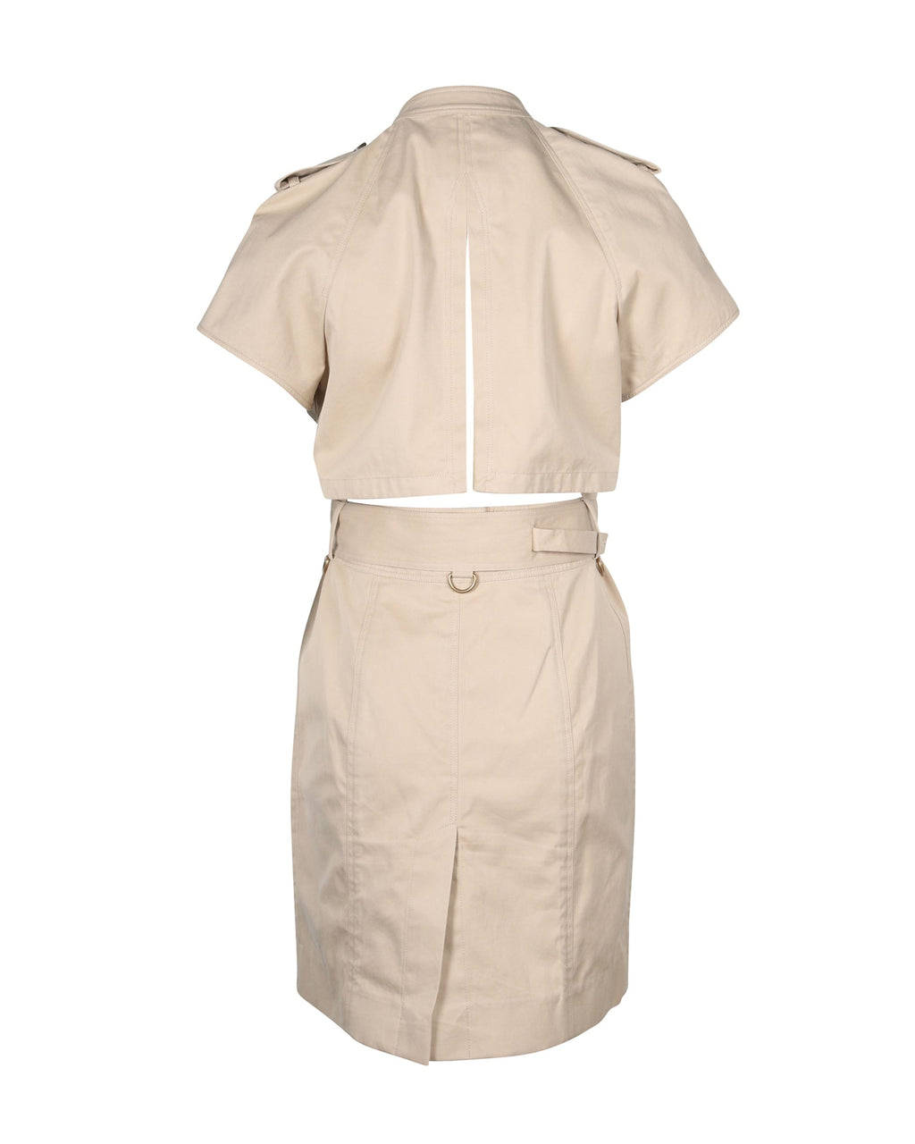 Celine Short Sleeved Trench Coat Dress in Beige Cotton