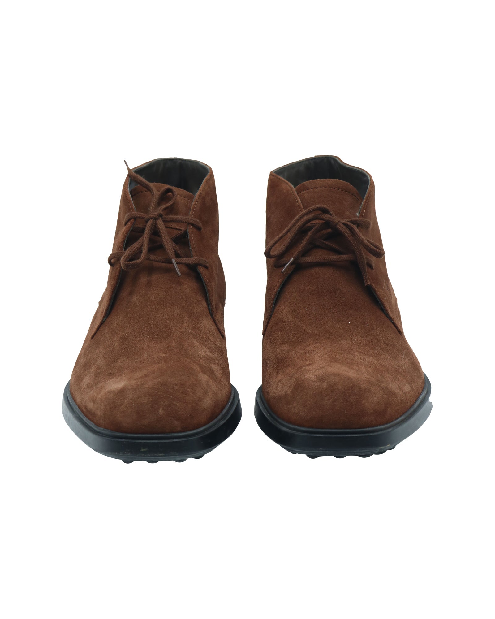 Men's Tod's Pebbled Sole Lace-Up Ankle Boots in Brown Suede