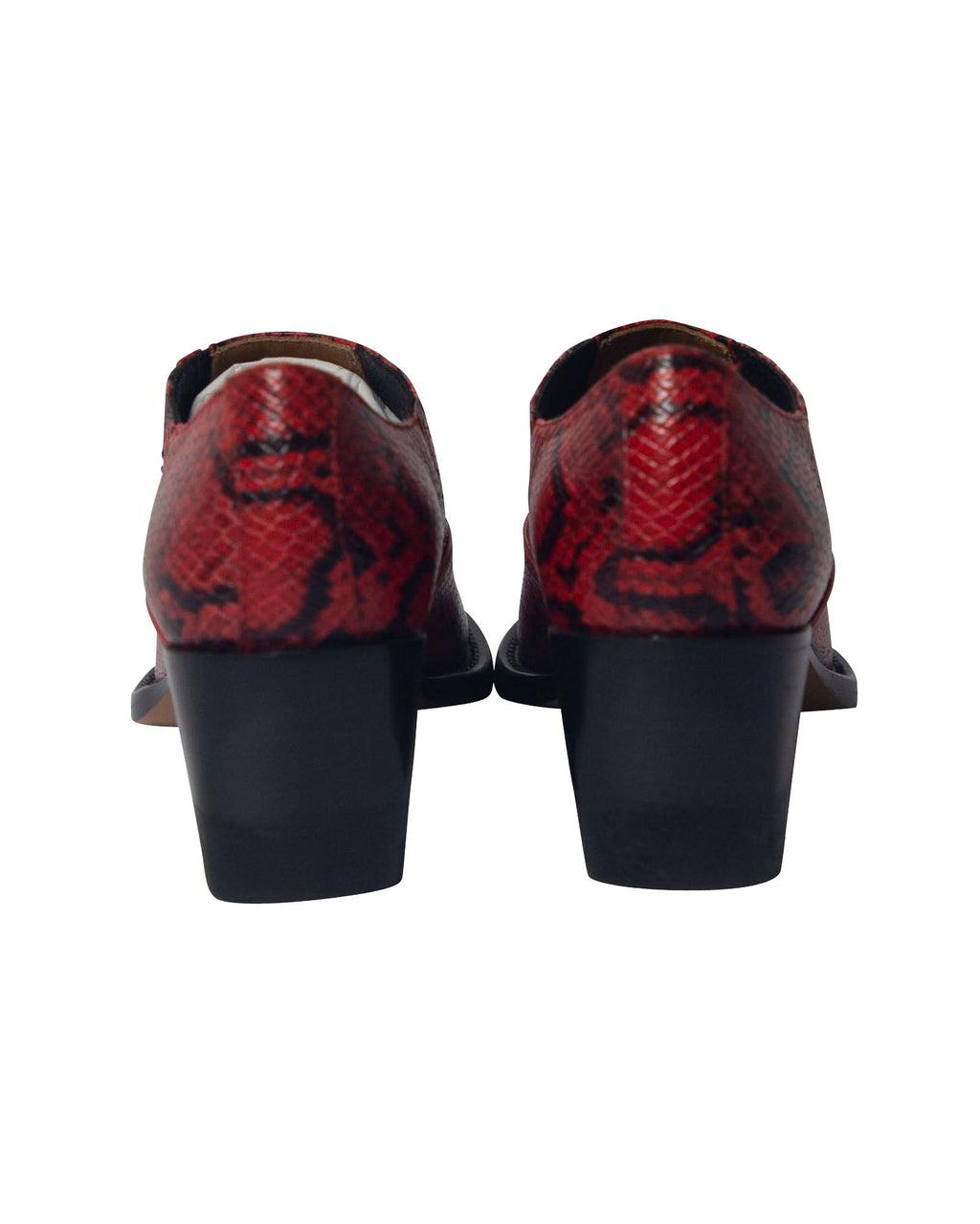 Chloé Rylee Snake-Effect Ankle Boots in Red Leather