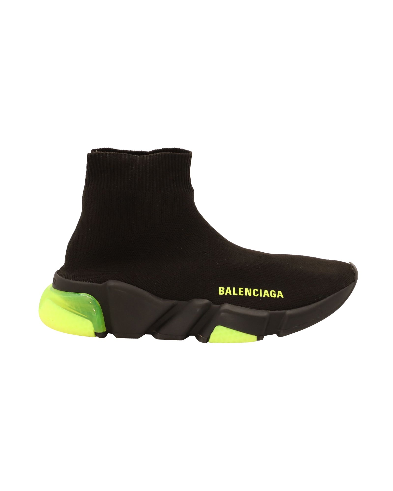 Women's Balenciaga Speed Clear Sole Sneakers in Black Polyamide