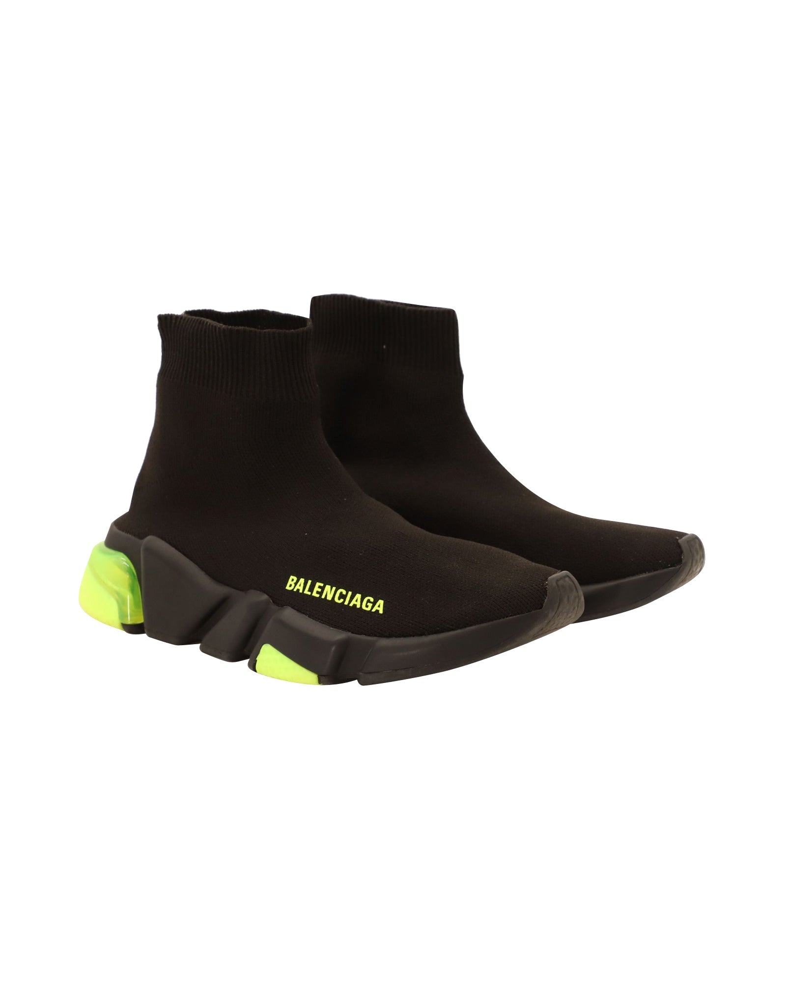 Women's Balenciaga Speed Clear Sole Sneakers in Black Polyamide