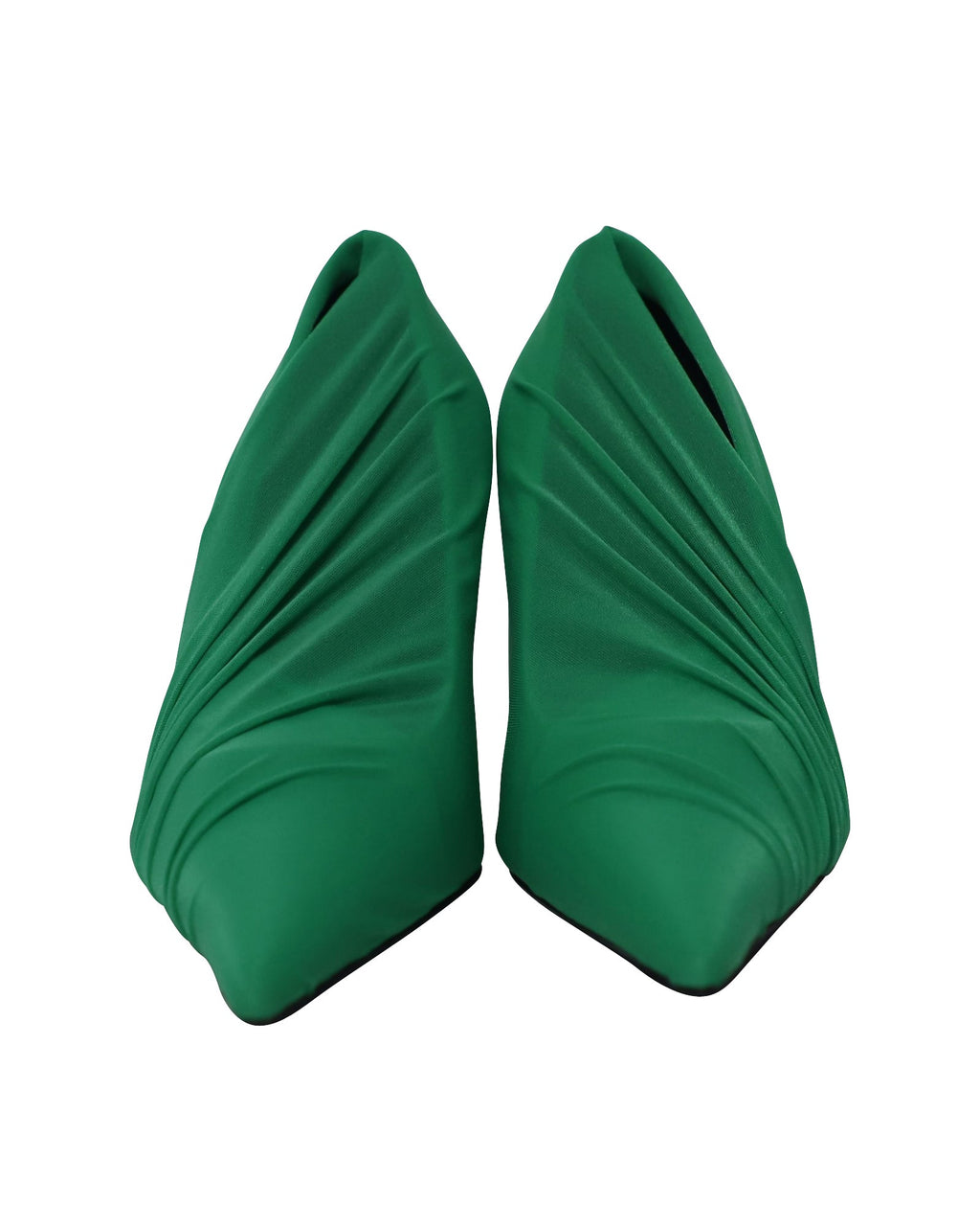 Women's Balenciaga Draped Knife Pumps in Green Nylon