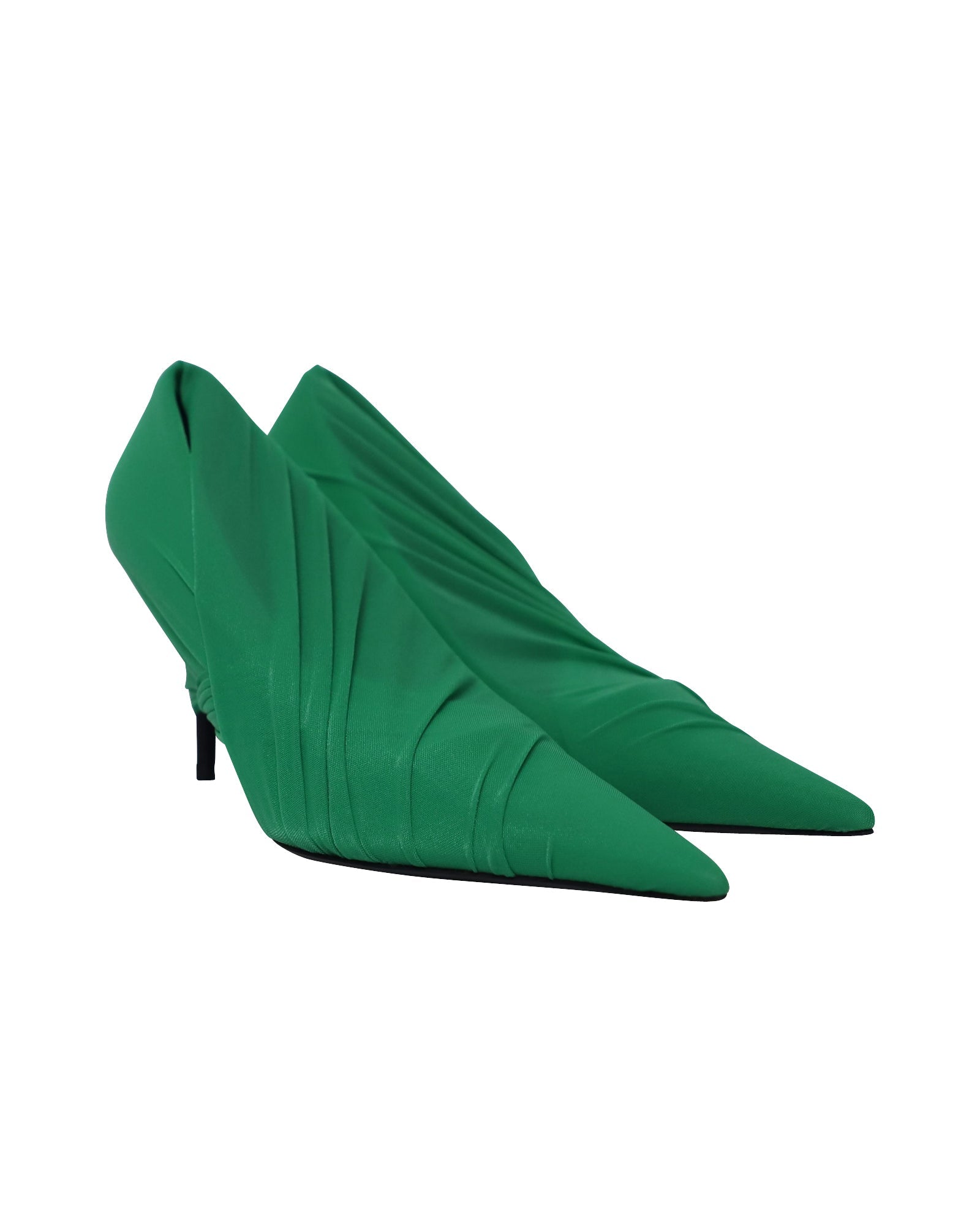 Women's Balenciaga Draped Knife Pumps in Green Nylon