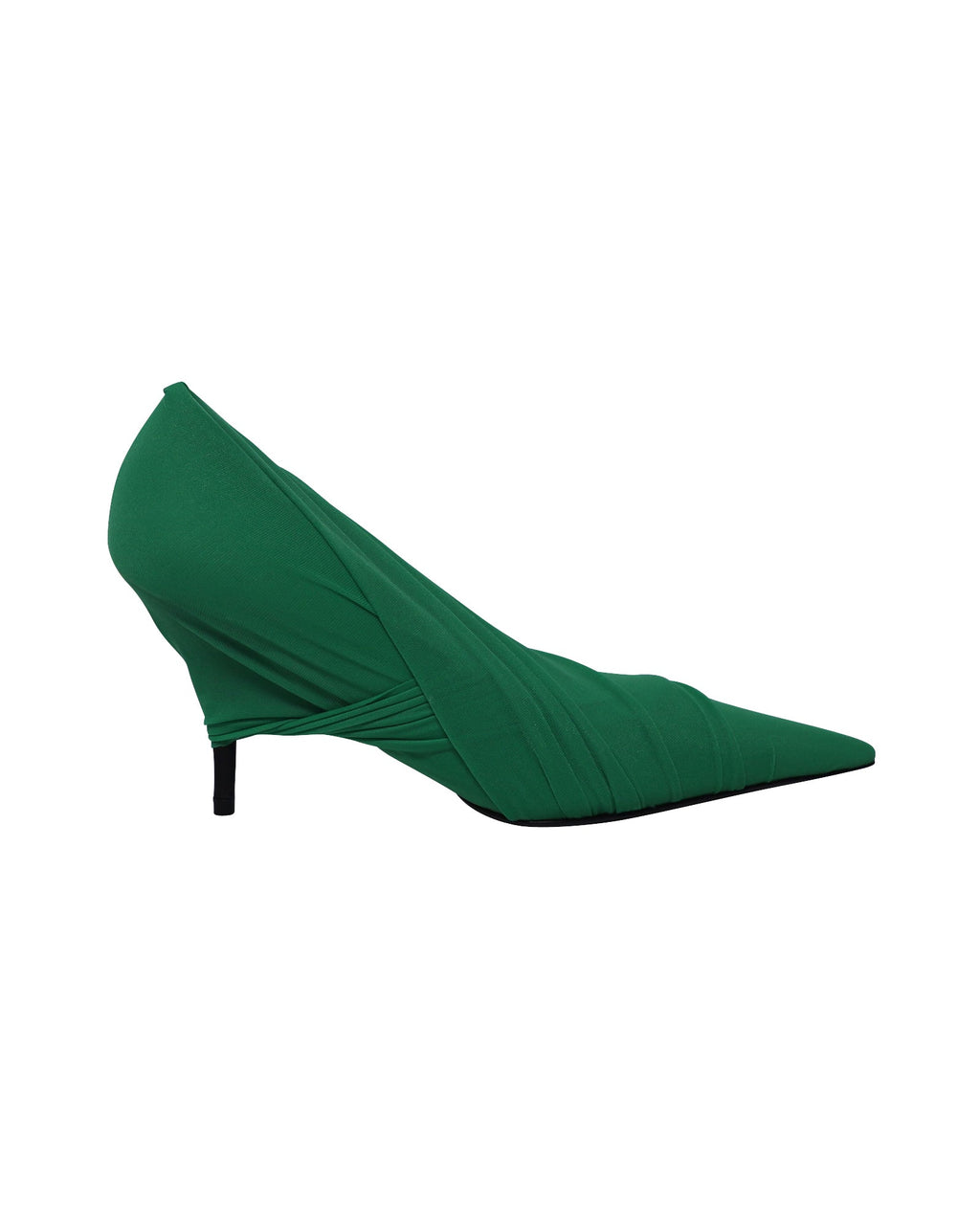 Women's Balenciaga Draped Knife Pumps in Green Nylon