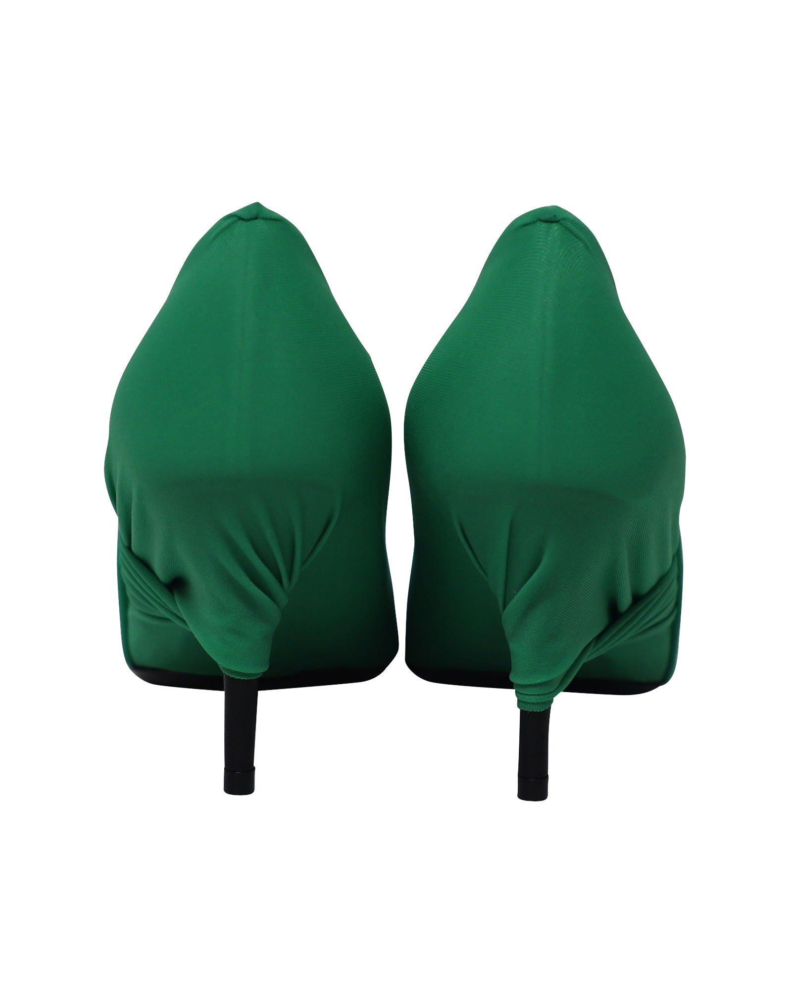 Women's Balenciaga Draped Knife Pumps in Green Nylon