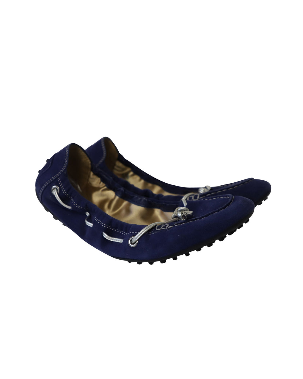 Women's Tod's Scrunch Ballet Flats in Royal Blue Suede
