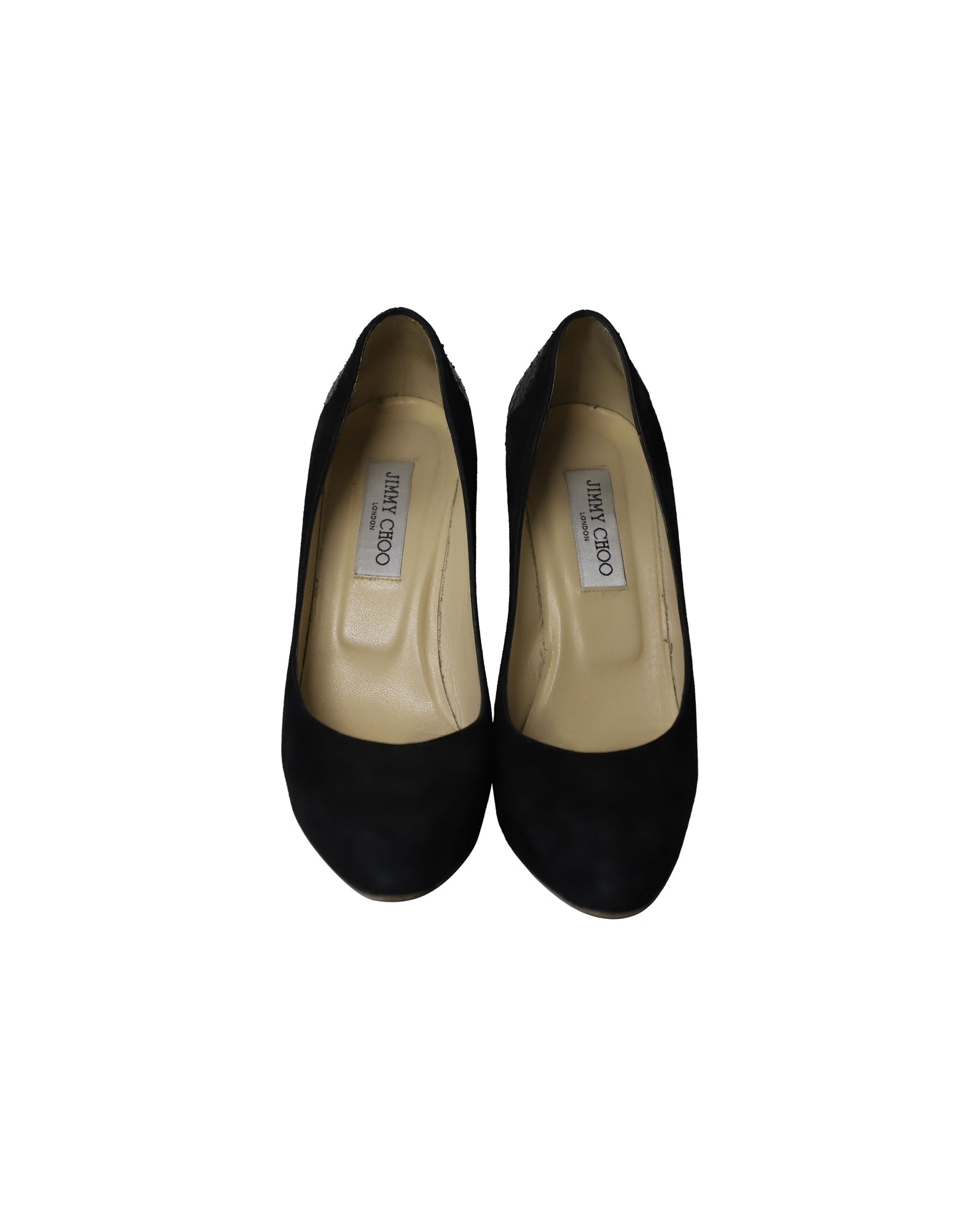 Women's Jimmy Choo Snakeskin Effect Back Heel Pumps in Black Suede