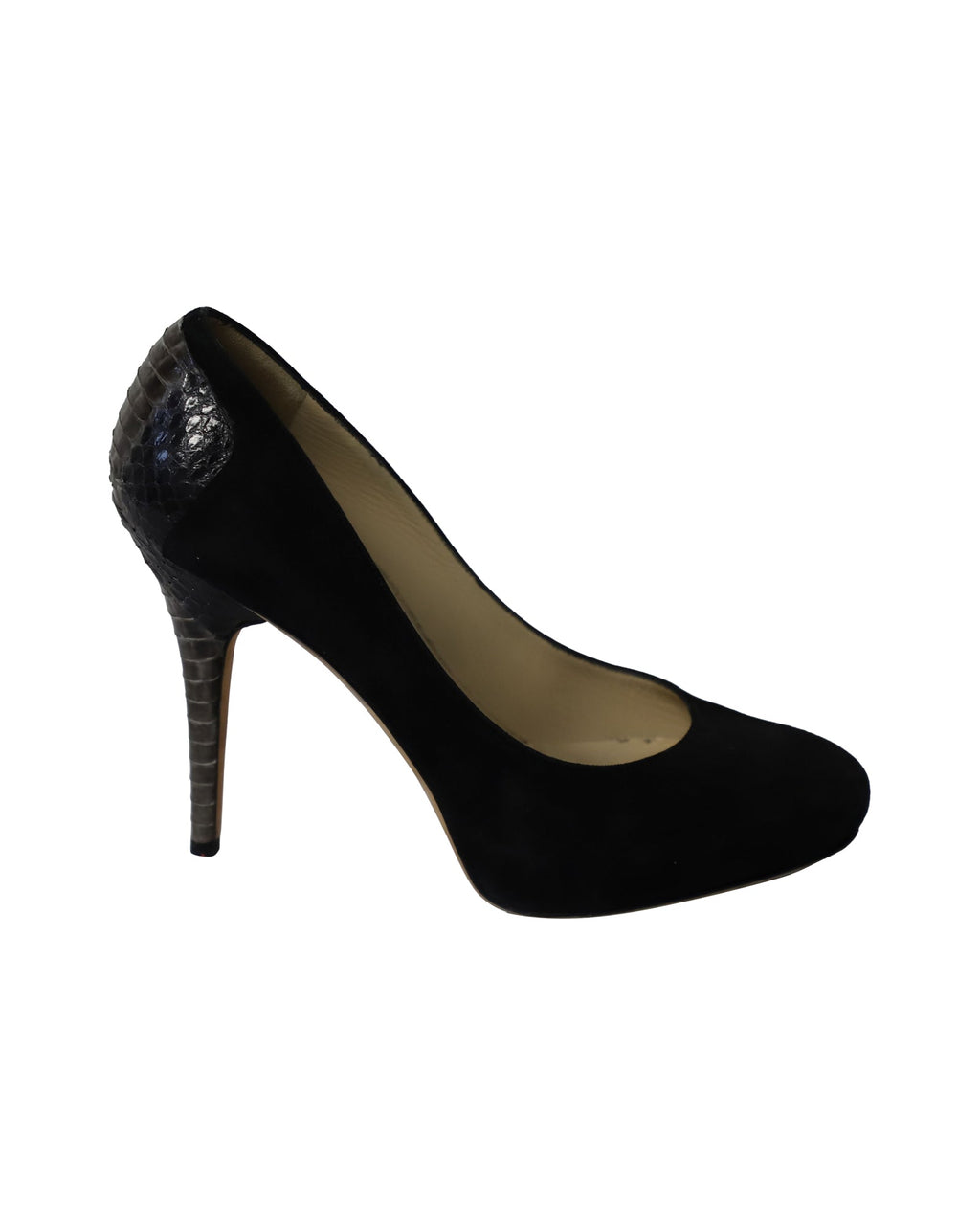 Women's Jimmy Choo Snakeskin Effect Back Heel Pumps in Black Suede