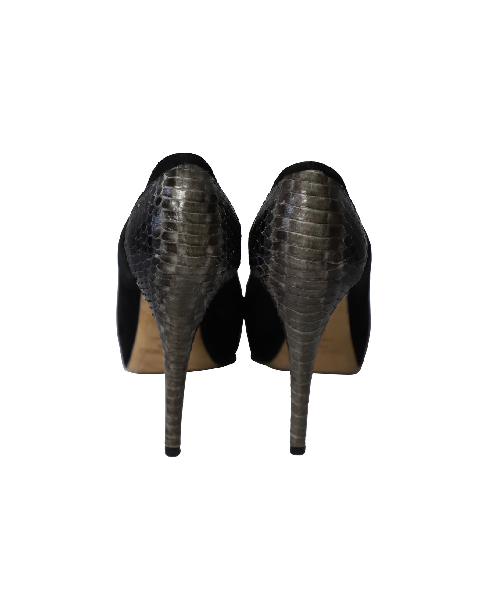 Women's Jimmy Choo Snakeskin Effect Back Heel Pumps in Black Suede