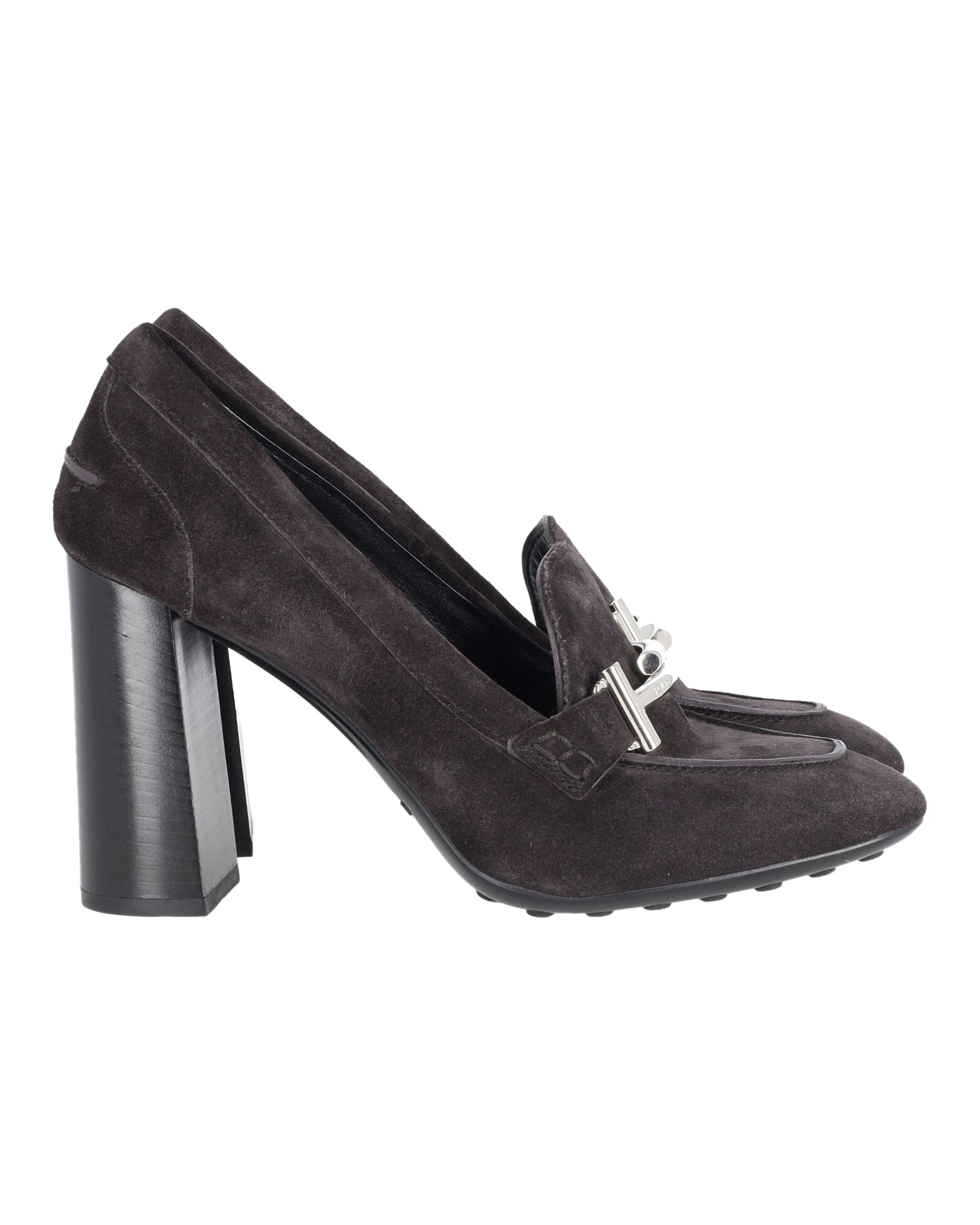 Women's Tod's Heeled Loafers in Black Suede
