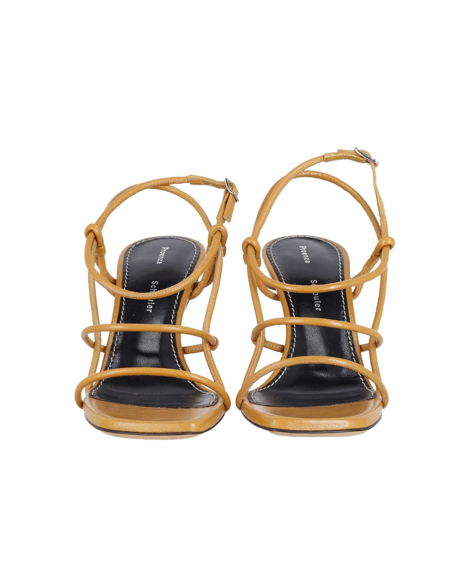 Proenza Schouler Square Strappy Sandals in Brown Leather
