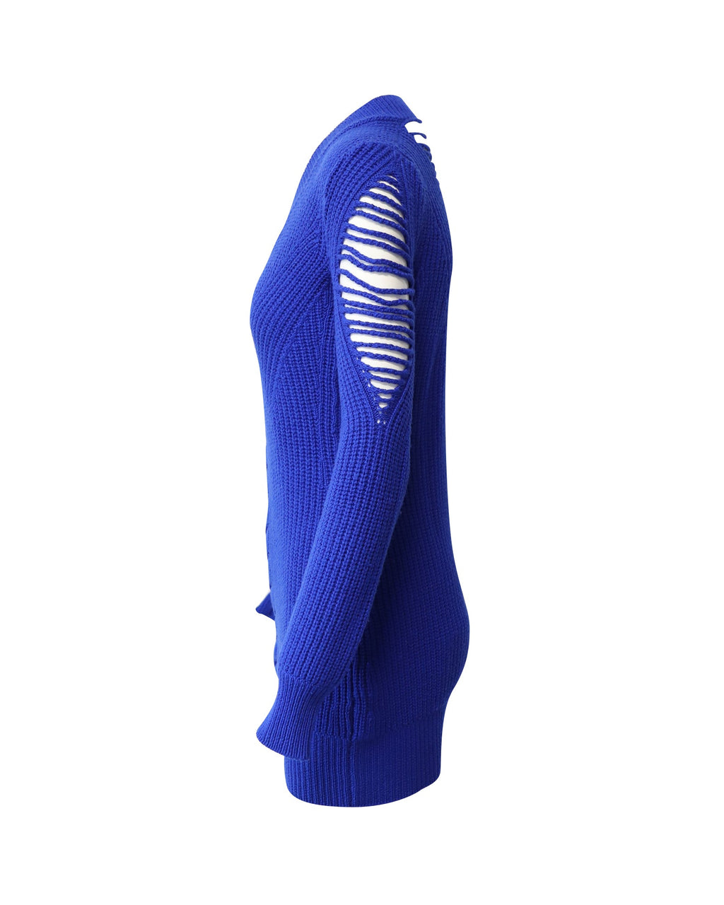 Women's Versace Cable Knit Mini Dress in Royal Blue Wool