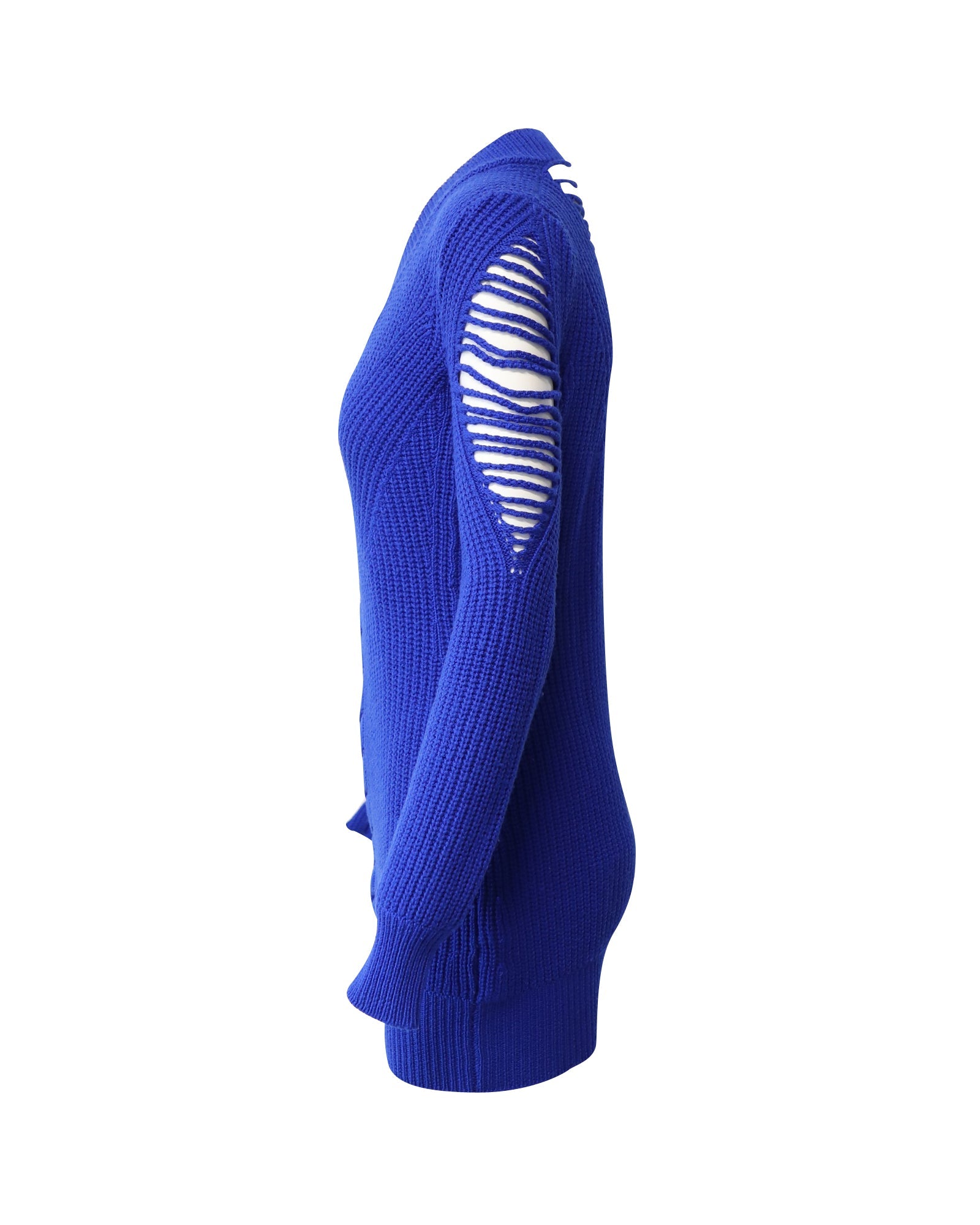 Women's Versace Cable Knit Mini Dress in Royal Blue Wool