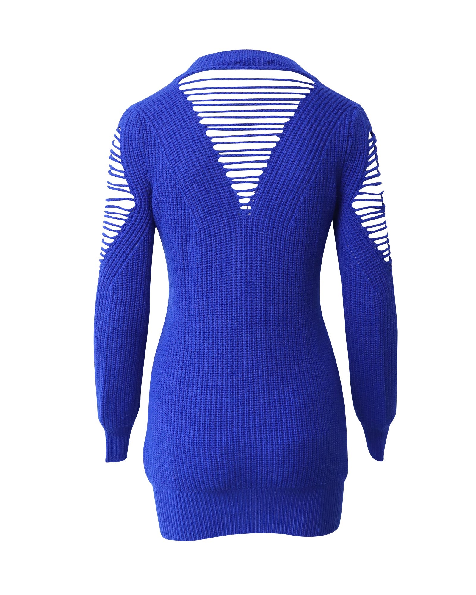 Women's Versace Cable Knit Mini Dress in Royal Blue Wool