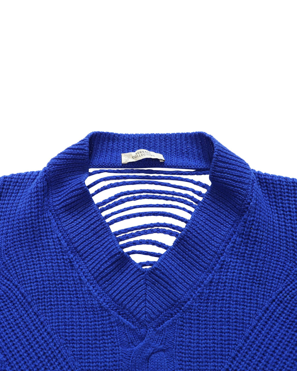 Women's Versace Cable Knit Mini Dress in Royal Blue Wool