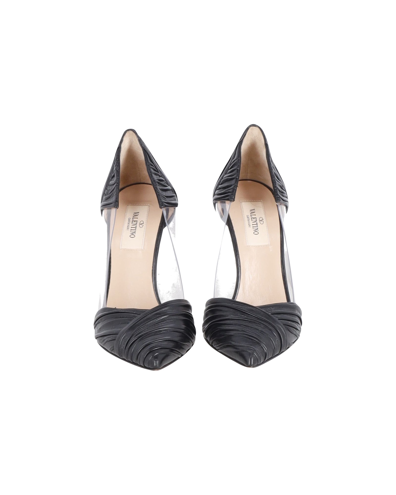 Valentino Garavani B Drape Pumps in Black Leather