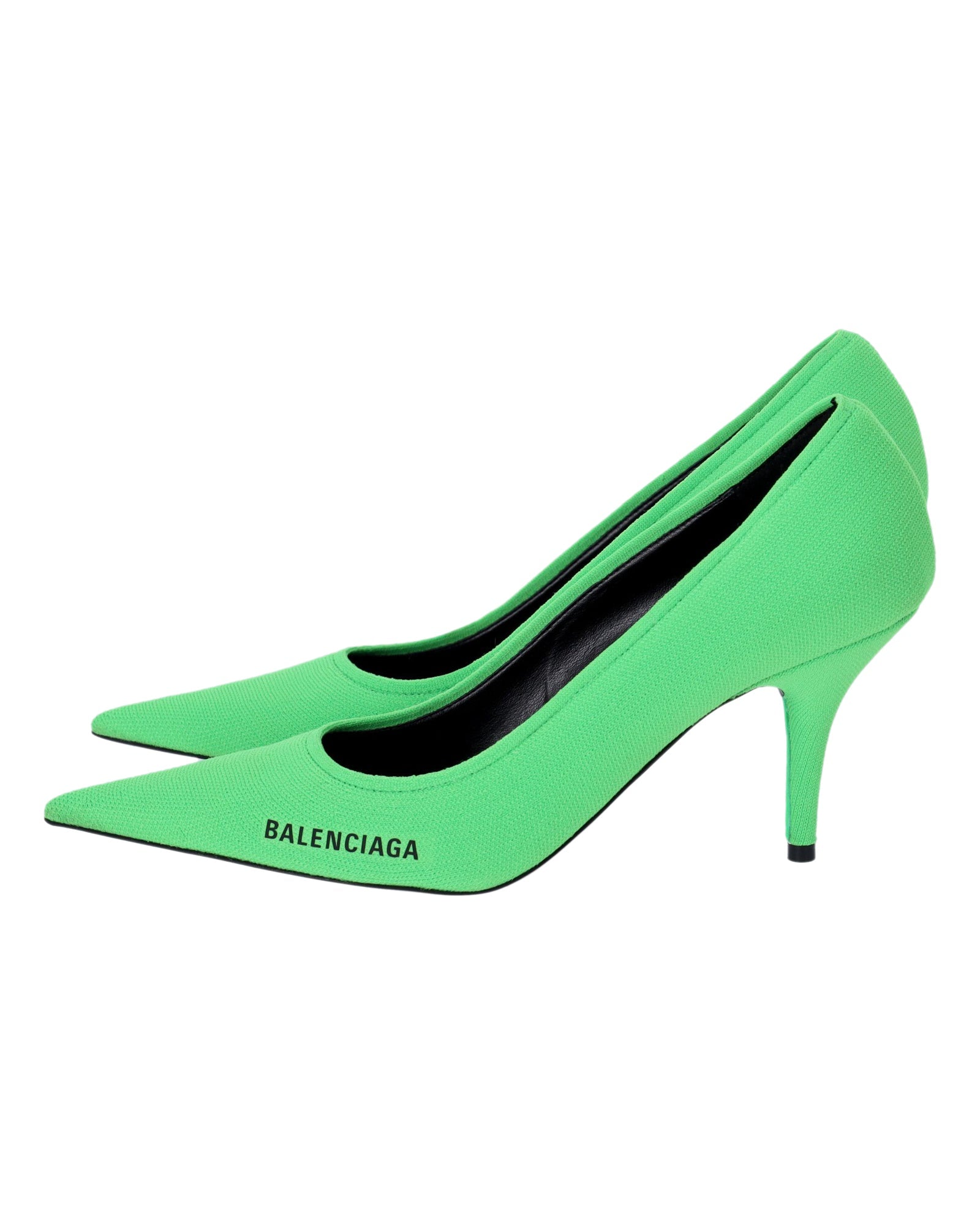 Women's Balenciaga Knife Knit Pumps in Green Polyamide