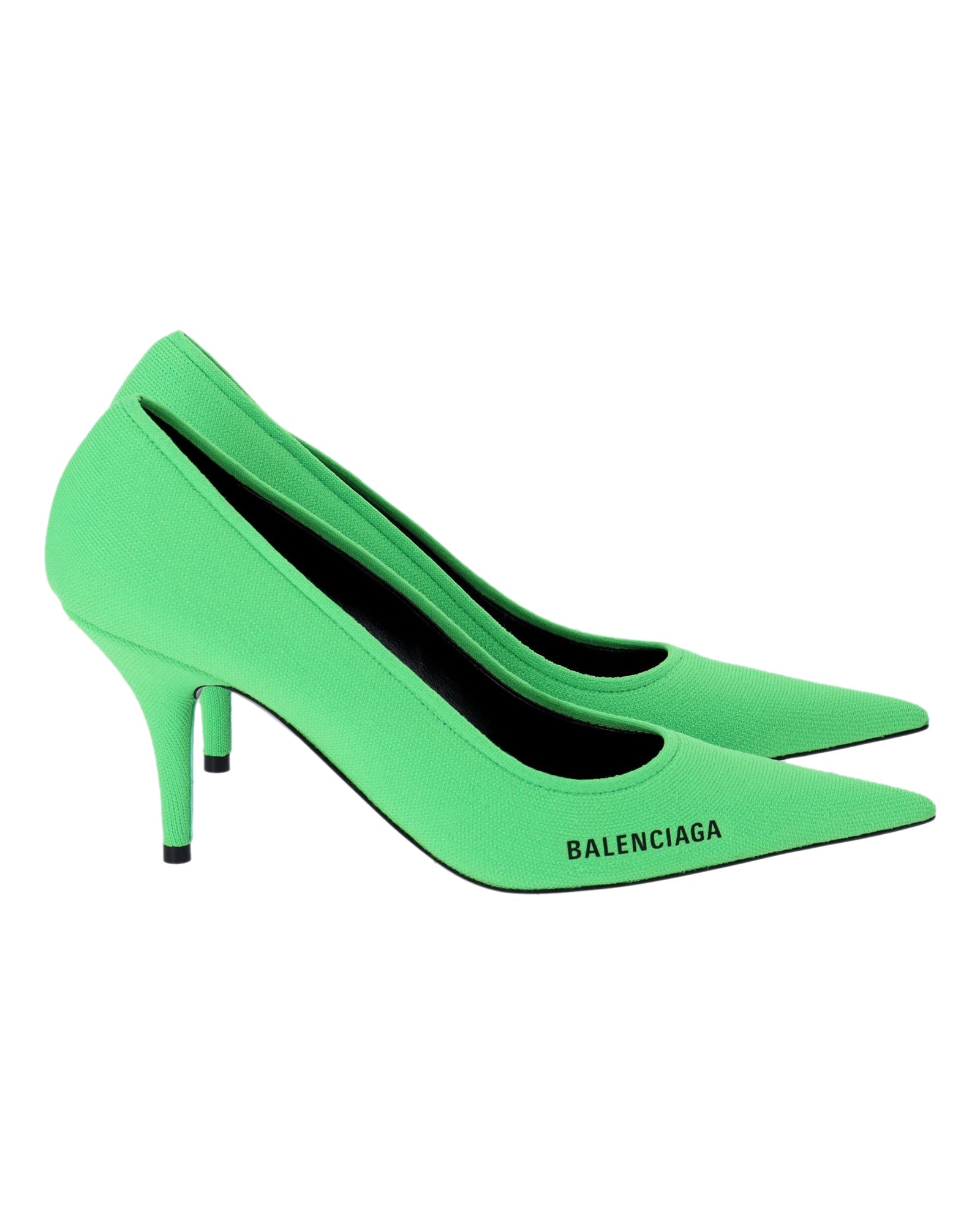 Women's Balenciaga Knife Knit Pumps in Green Polyamide