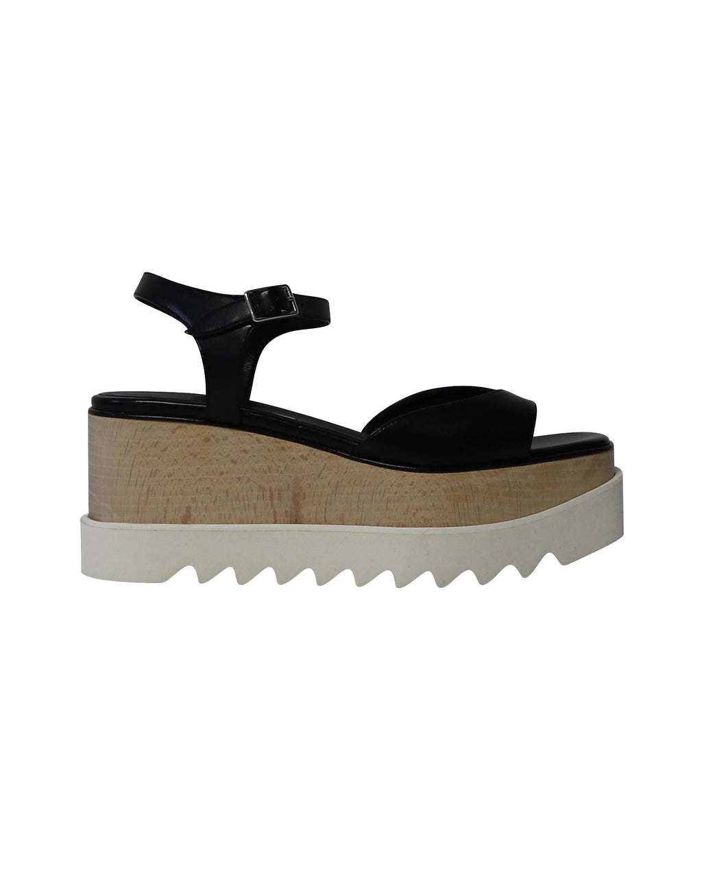Women's Stella McCartney Elyse Wedge Sandals in Black Faux Leather
