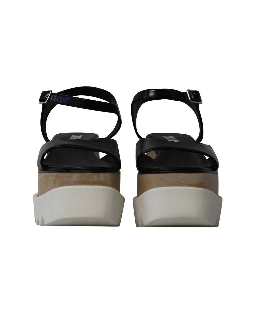 Women's Stella McCartney Elyse Wedge Sandals in Black Faux Leather