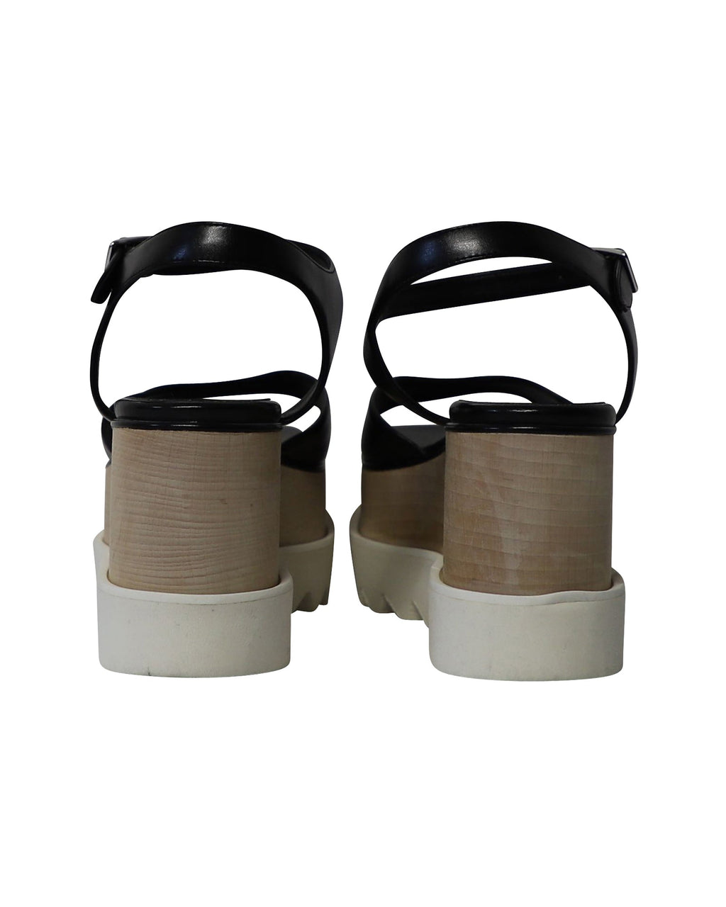 Women's Stella McCartney Elyse Wedge Sandals in Black Faux Leather
