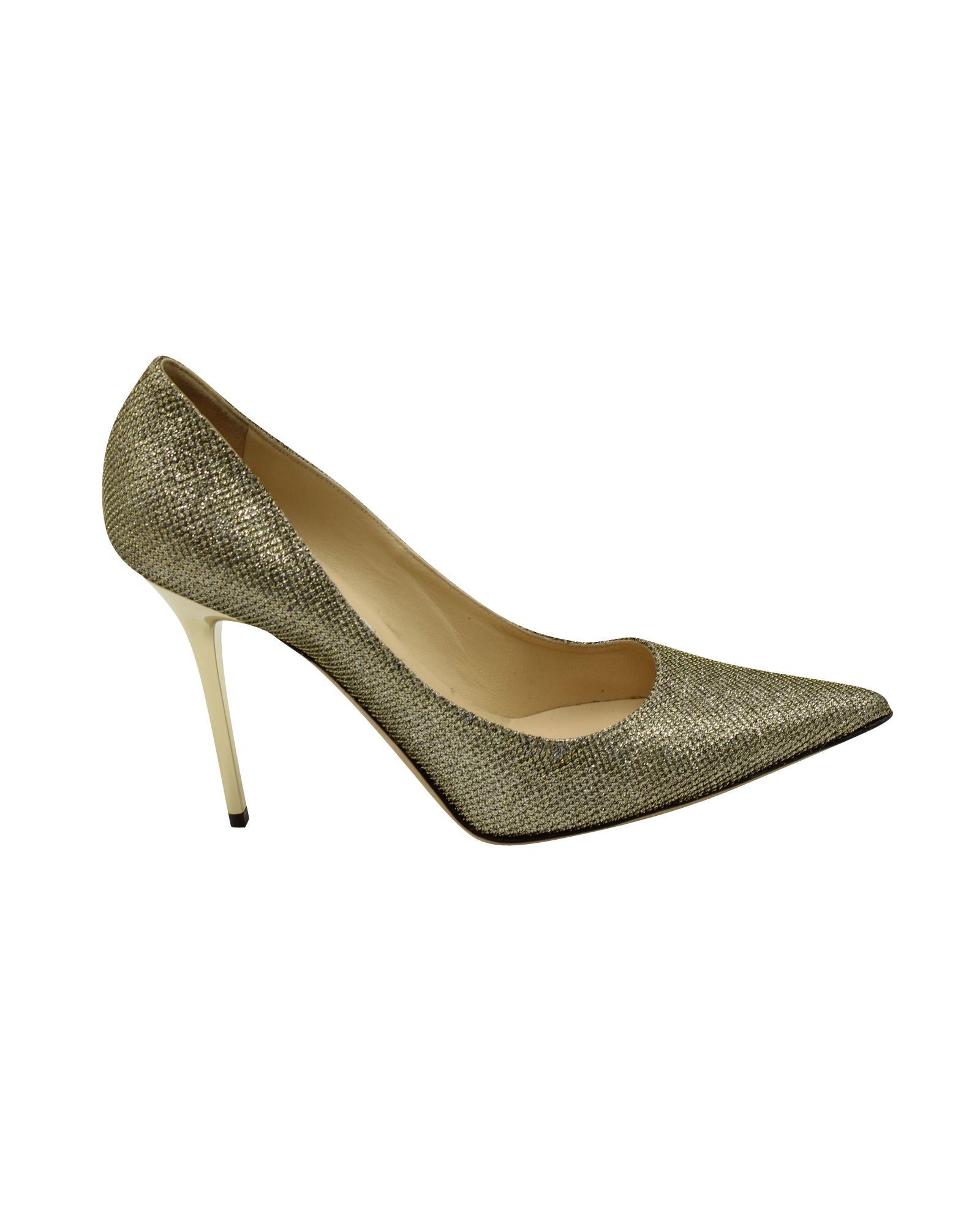 Women's Jimmy Choo Glitter Abel Pointed Toe Pumps in Metallic Gold Lamè