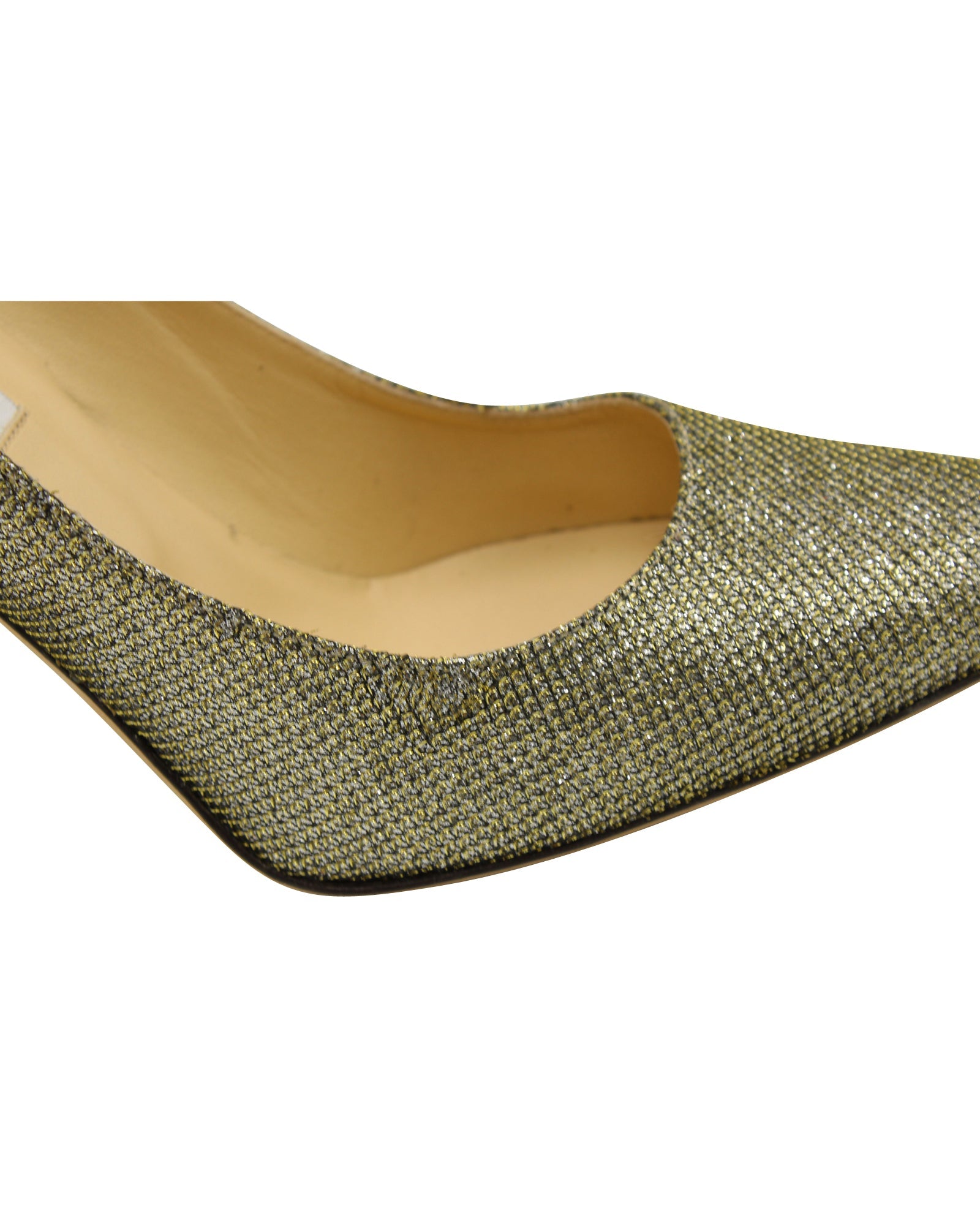 Women's Jimmy Choo Glitter Abel Pointed Toe Pumps in Metallic Gold Lamè