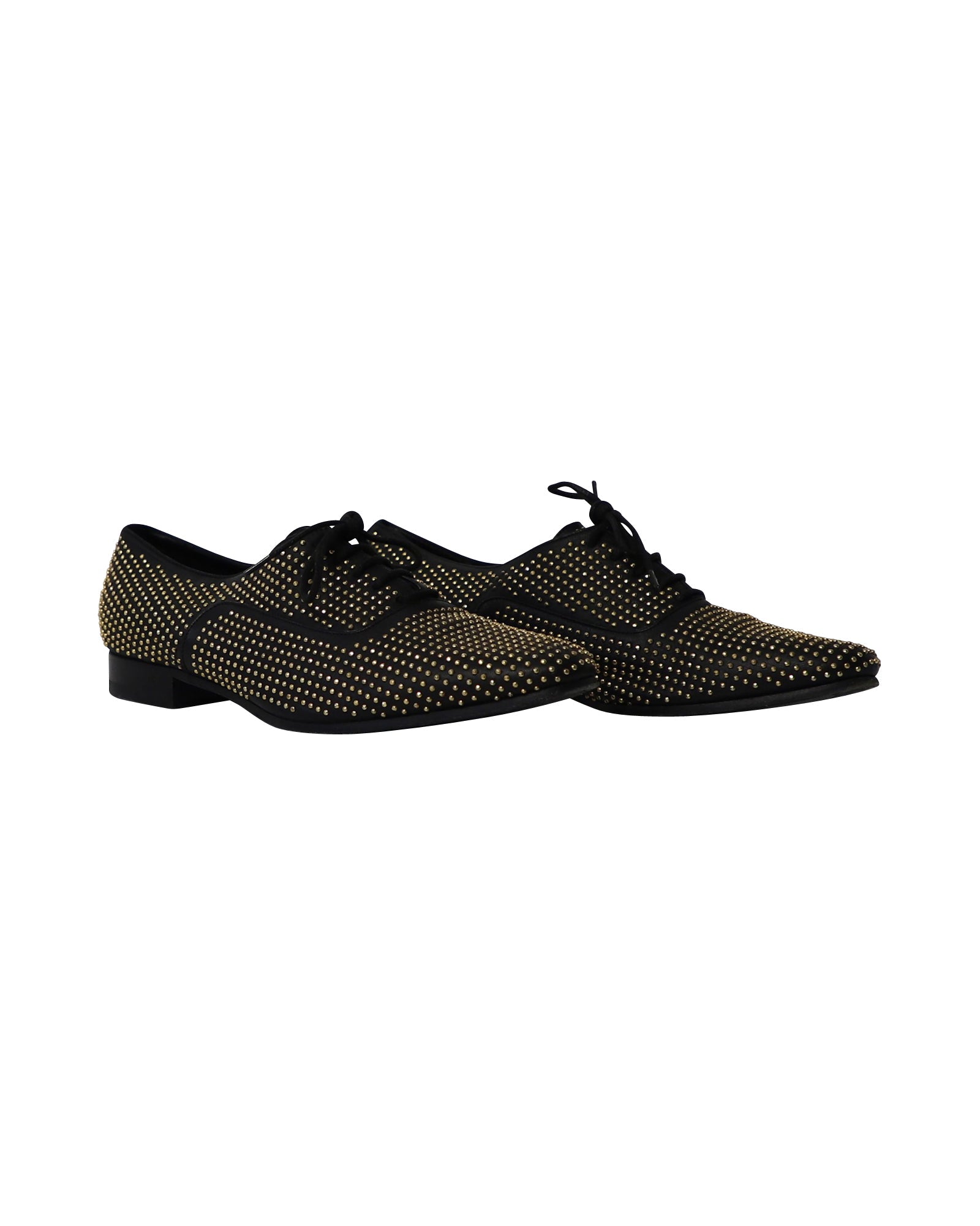 Saint Laurent Studded Accents Oxfords in Black Leather