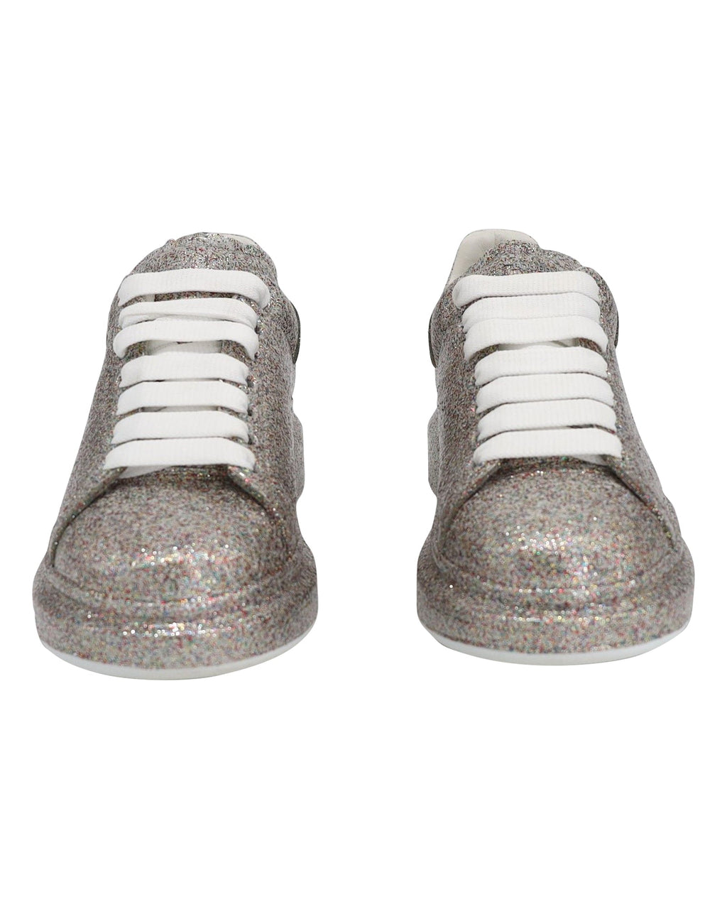 Alexander Mcqueen Multicolor Glitter Spray Oversized Sneakers in Silver Leather