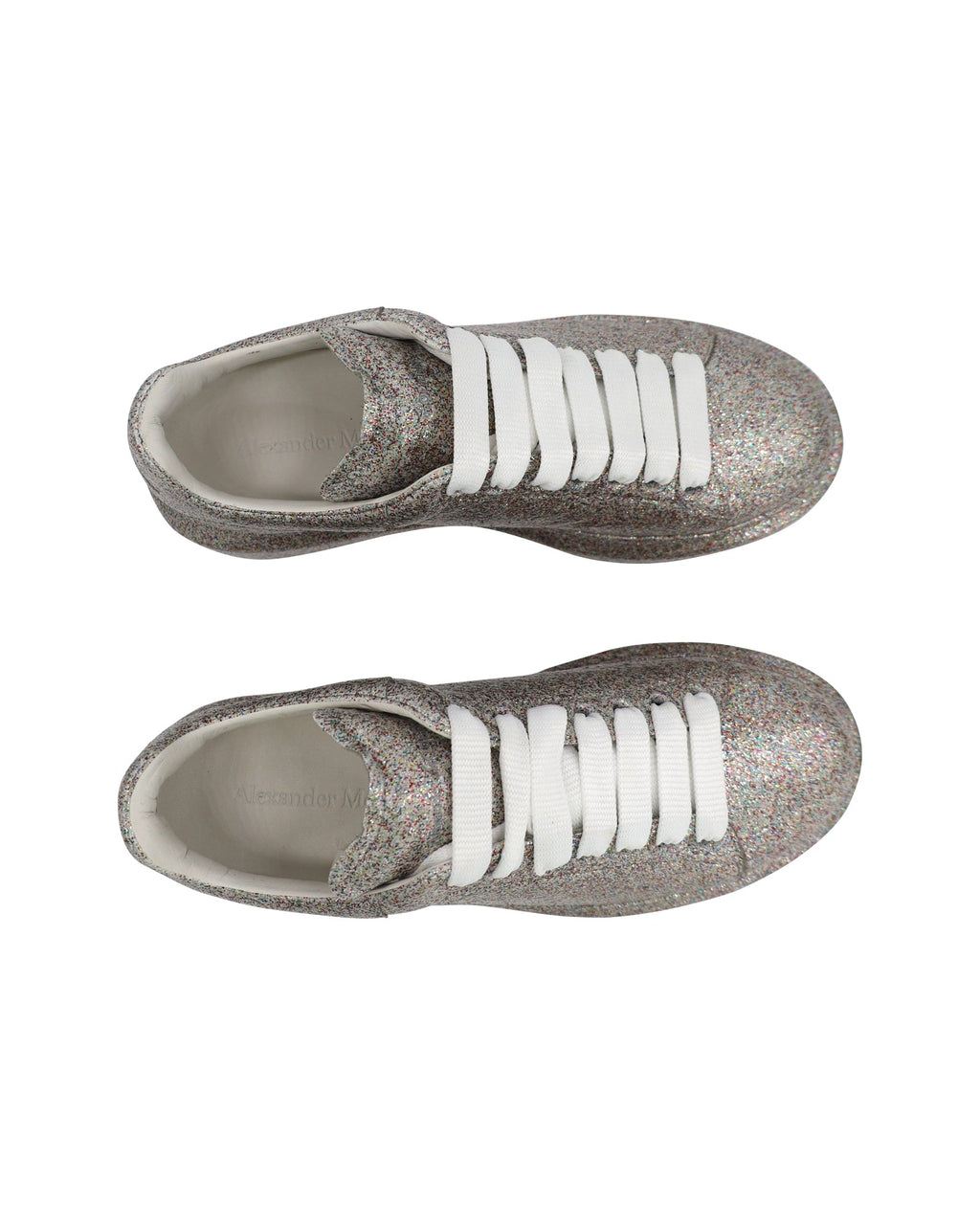 Alexander Mcqueen Multicolor Glitter Spray Oversized Sneakers in Silver Leather