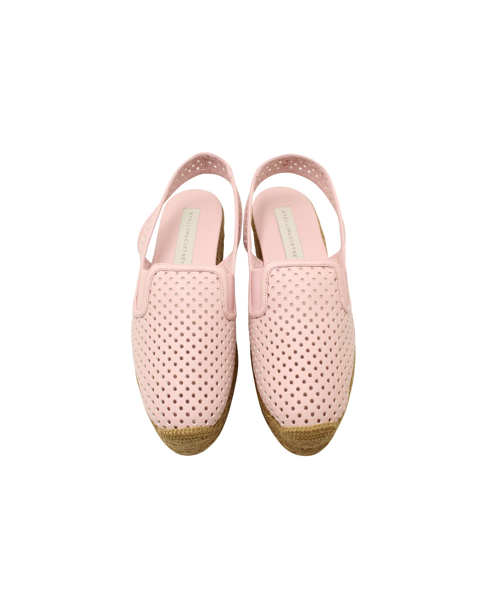 Women's Stella McCartney Slingback Espadrilles Platform Sandals in Pink Faux Leather