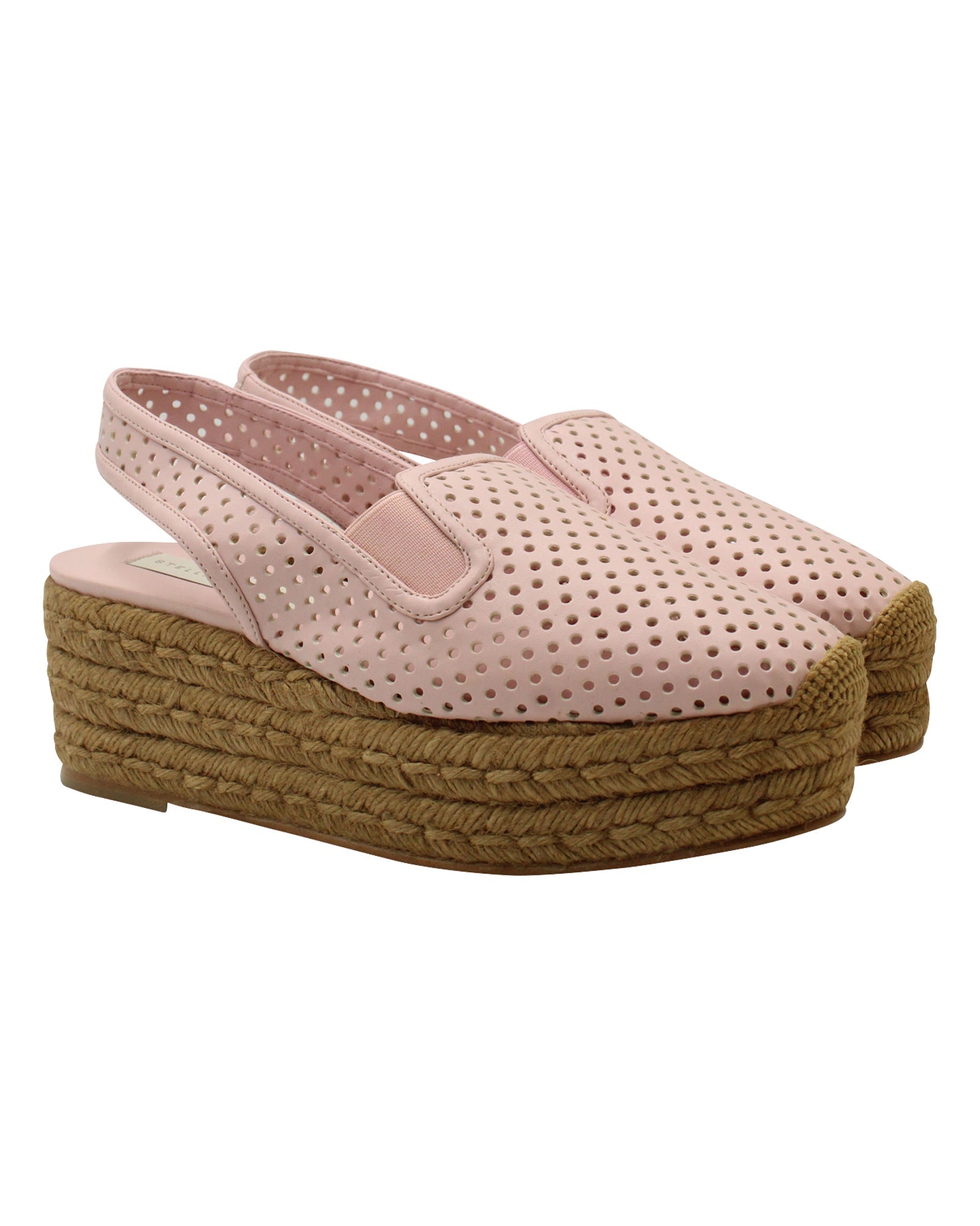 Women's Stella McCartney Slingback Espadrilles Platform Sandals in Pink Faux Leather
