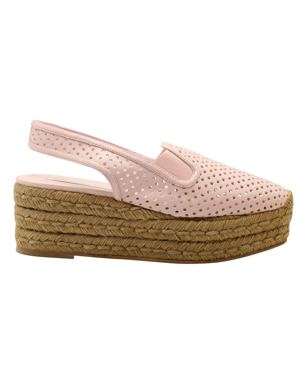 Women's Stella McCartney Slingback Espadrilles Platform Sandals in Pink Faux Leather