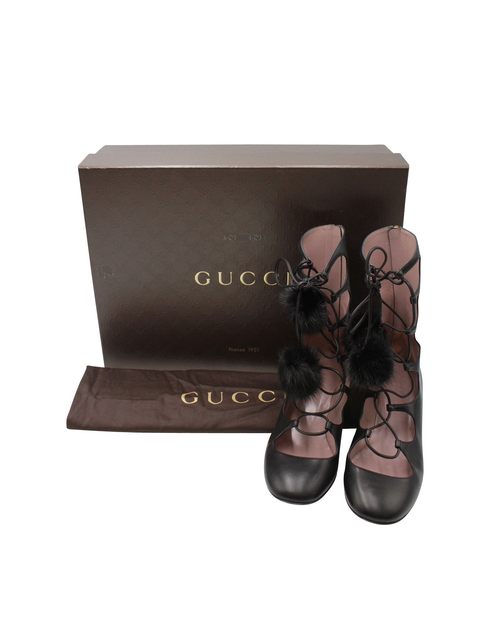 Gucci Heloise Lace-up Gladiator Boots In Black Leather