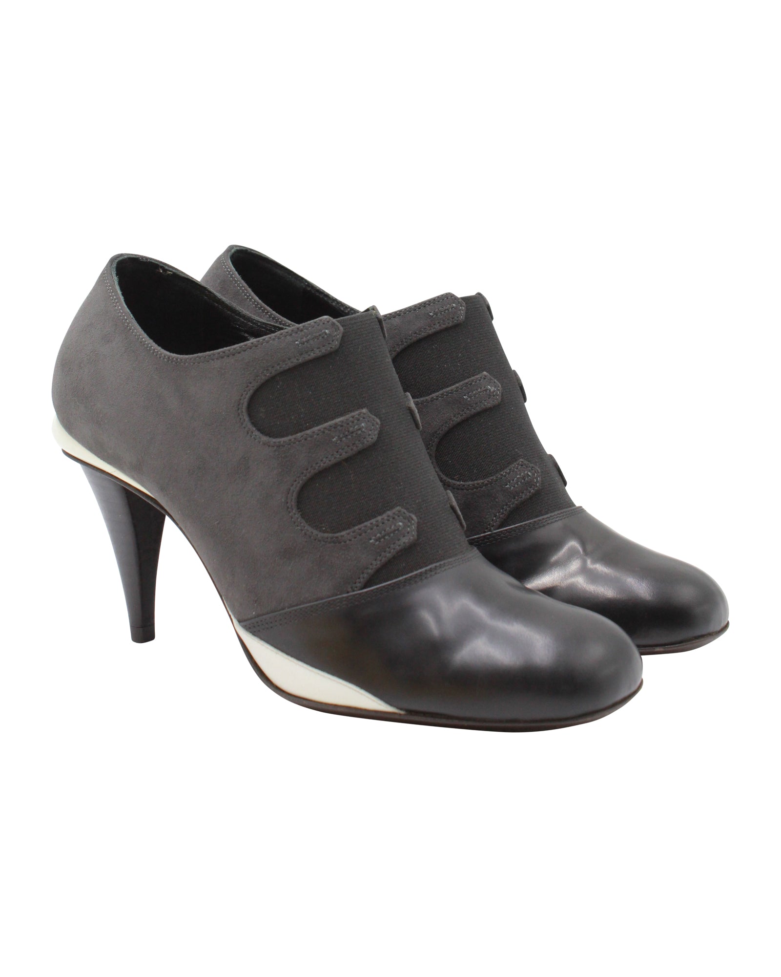 Women's Fendi Gartered Ankle Boots in Grey Suede