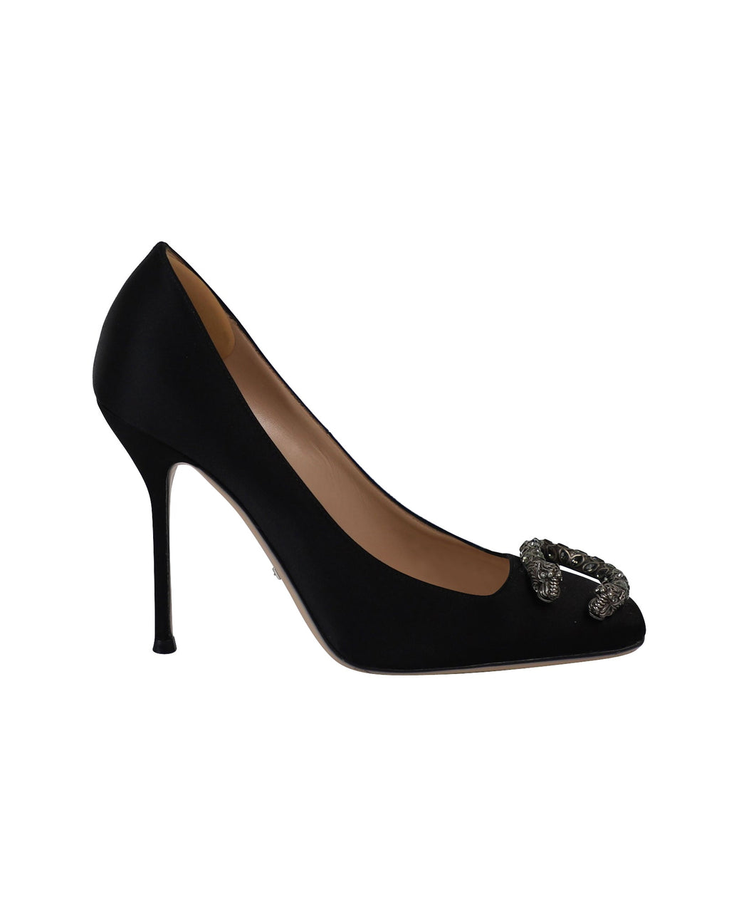 Women's Gucci Dionysus Embellished Pumps in Black Satin
