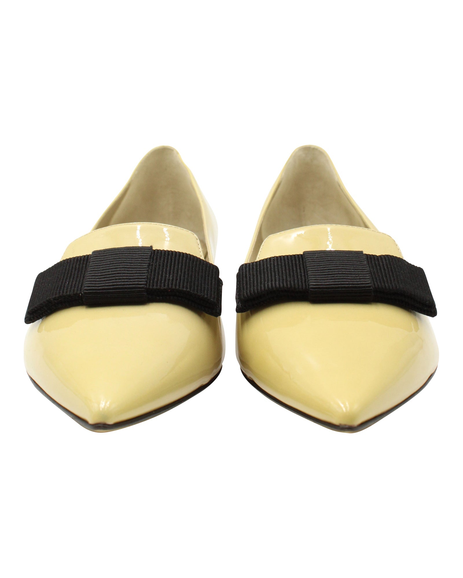 Women's Jimmy Choo Gala Bow Pointed Flats in Yellow Patent Leather